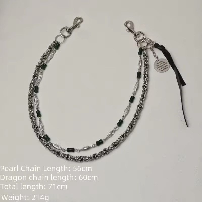 Jewelry Beads Bilayer Jade Node Pant Waist Chain Size ONE SIZE - 11 Thumbnail