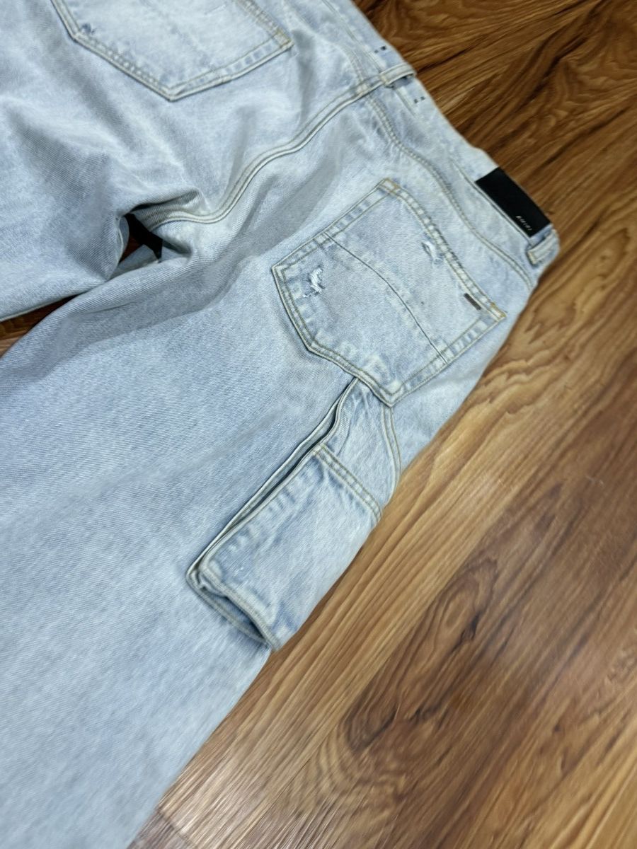 Amiri AMIRI Carpenter Jeans Light Blue Distressed Repair Baggy Size US 32 / EU 48 - 3 Thumbnail