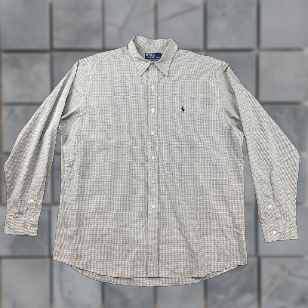 Polo Ralph Lauren Polo Ralph Lauren Button-Up Shirt Mens XL Check Long Sleeve Collared Spread Embroidered Logo Breathable Linen Cotton Blue Size US XL / EU 56 / 4 - 1 Thumbnail