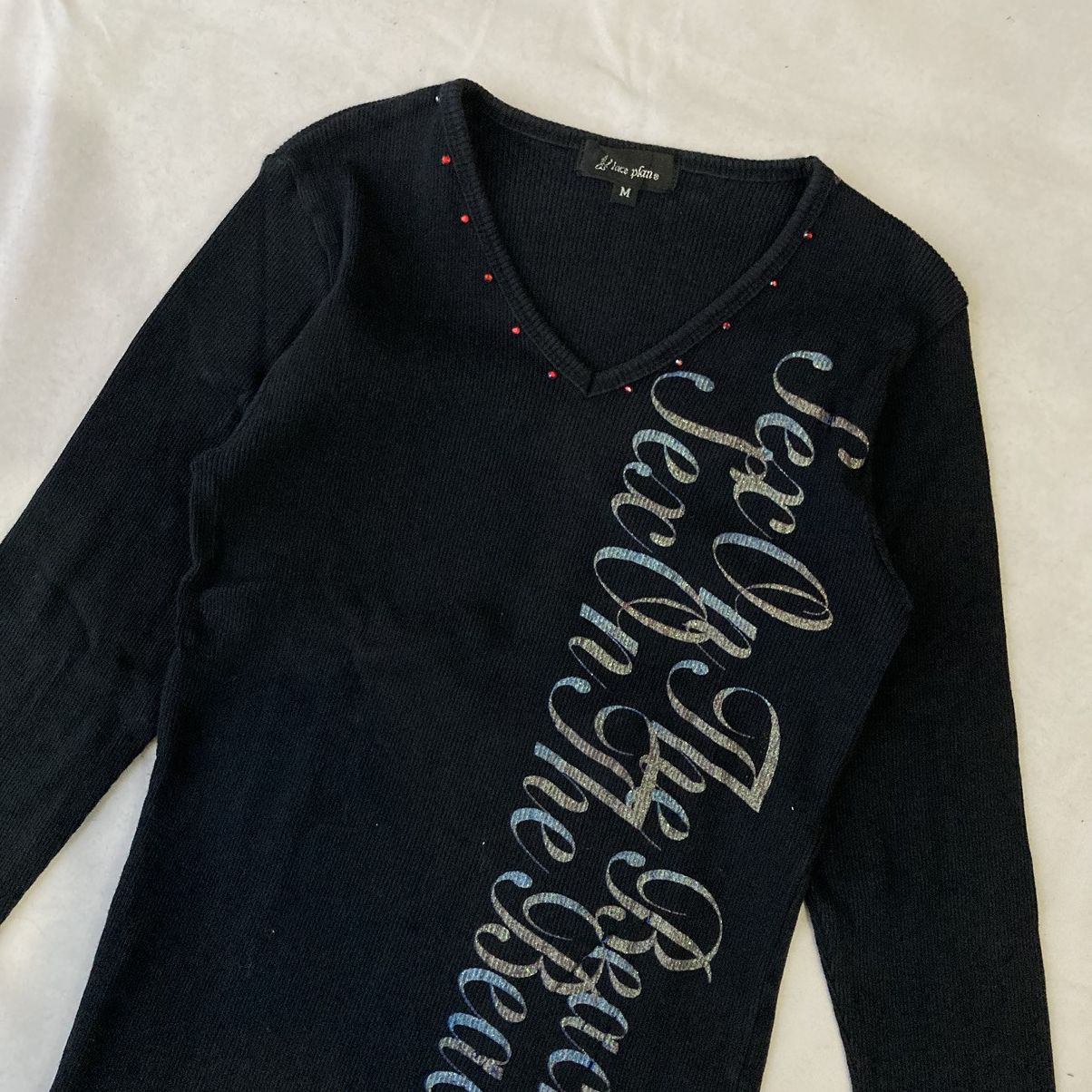 Japanese Brand × Vintage Place Plan Y2K Glam Rhinestone $EX On The Beach Ribbed Knit Size M / US 6-8 / IT 42-44 - 6 Thumbnail