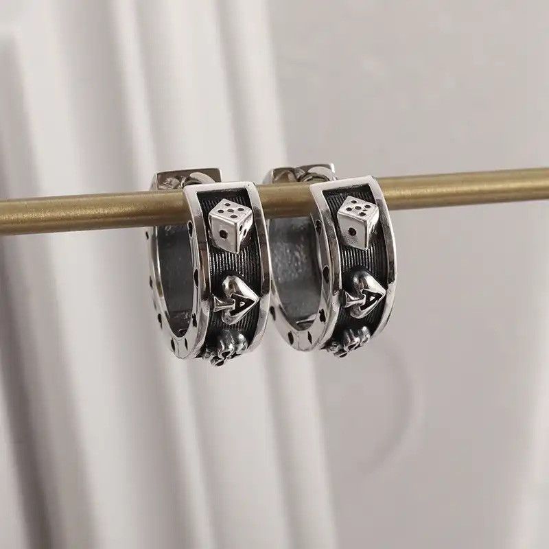 Jewelry × Vintage Vintage Gothic Skull Poker Ace of Spades Earrings Size ONE SIZE - 1 Thumbnail