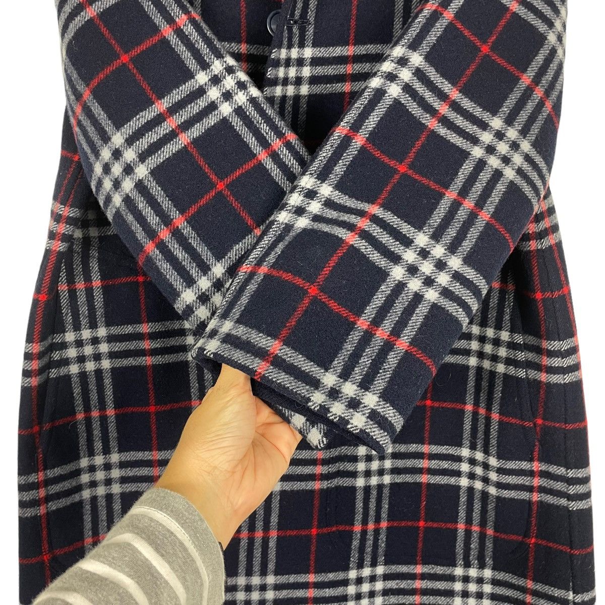 Burberry Prorsum × Vintage 💥VTG BURBERRYS NAVY BLUE CHECK REVERSIBLE BUTTON PARKA Size US M / EU 48-50 / 2 - 13 Thumbnail