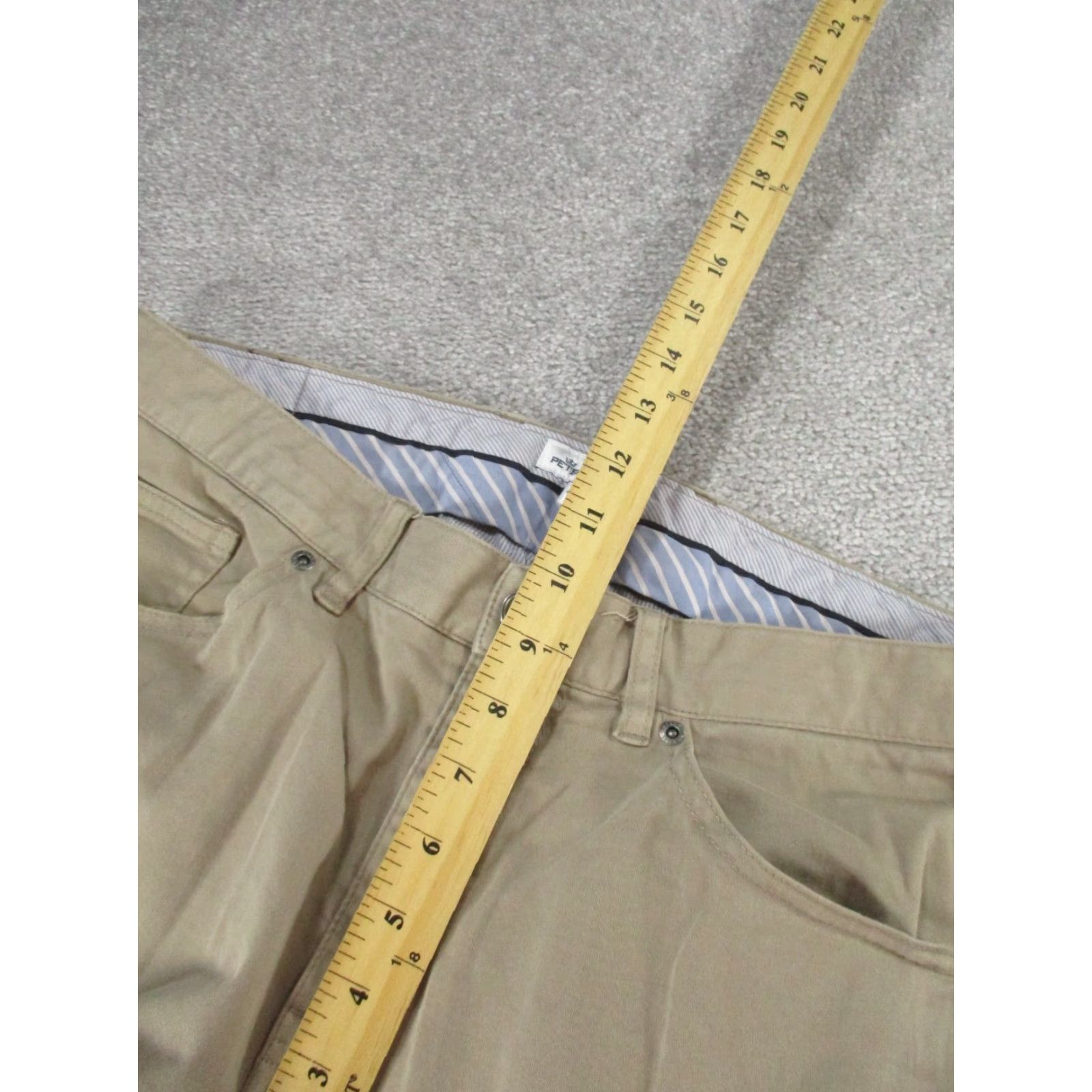 Peter Millar PETER MILLAR Pants Mens 33 Beige Cotton Blend Taper Leg Chino Flat Front Regular 28in Inseam Mens Size US 33 - 7 Thumbnail