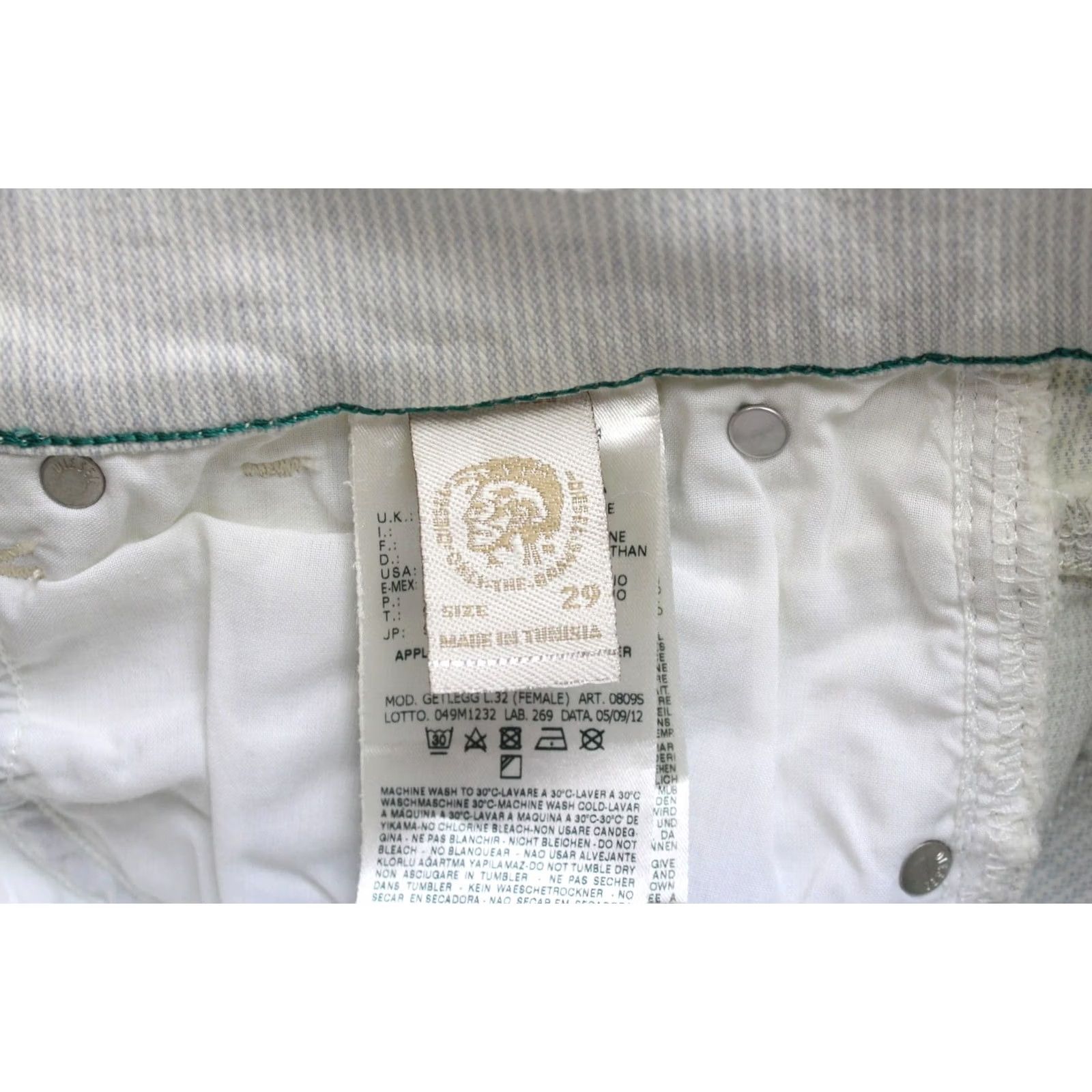 Diesel DIESEL Getlegg 0809S Jeans Women's W29/L32 Slim Fit Pinstriped Distressed Zip Jeans Size 29" - 7 Thumbnail