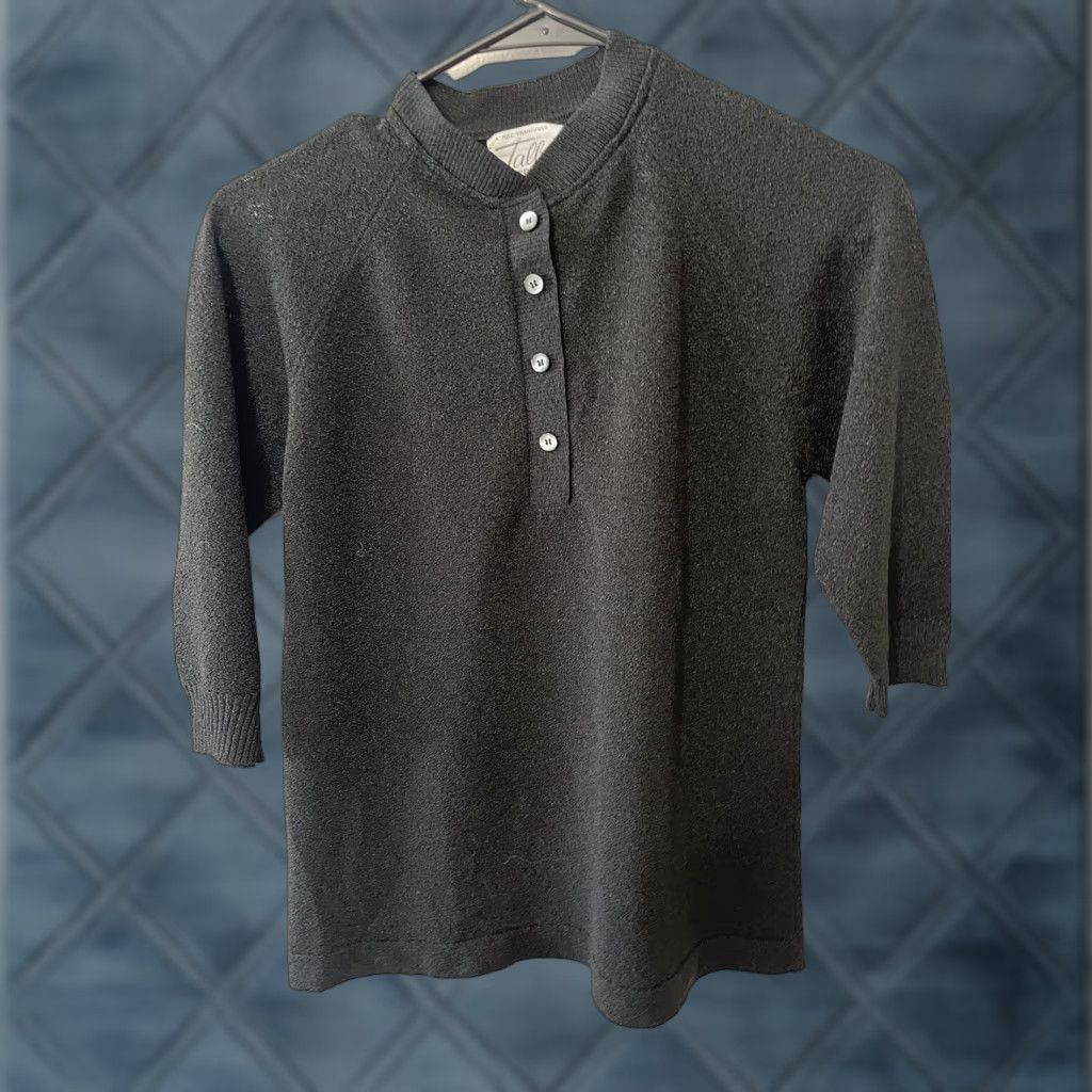 Vintage Vintage Talbott Traveler Shirt Top Size 34 Crew Neck Black Henley 3/4 Sleeve Size XXS / US 00 / IT 34 - 1 Thumbnail