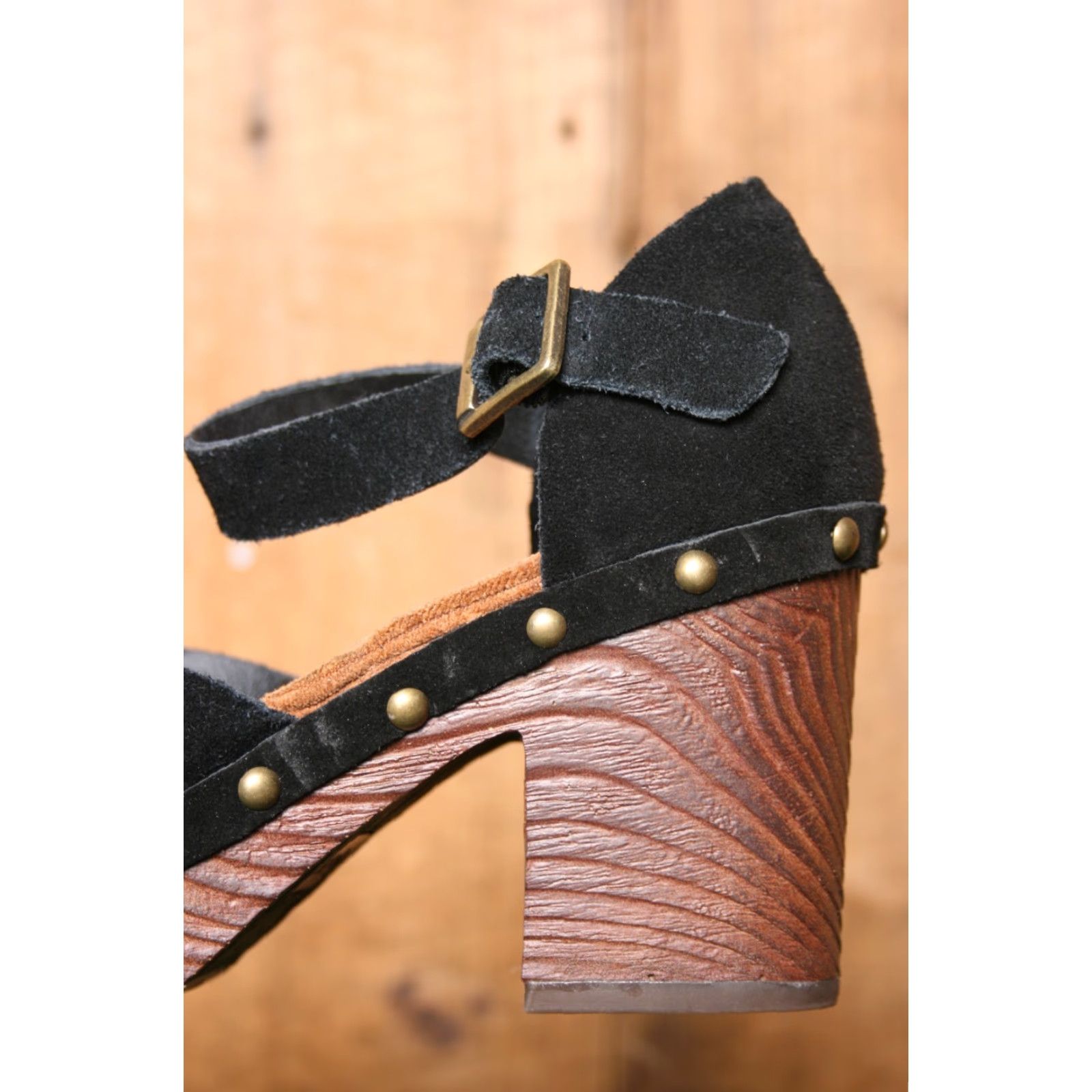 Vintage VINTAGE KORKS Evah Black Burnished Suede MJ Platform Clogs Women Sz 6.5 M 3.25" Heels Size US 8 / IT 38 - 7 Thumbnail