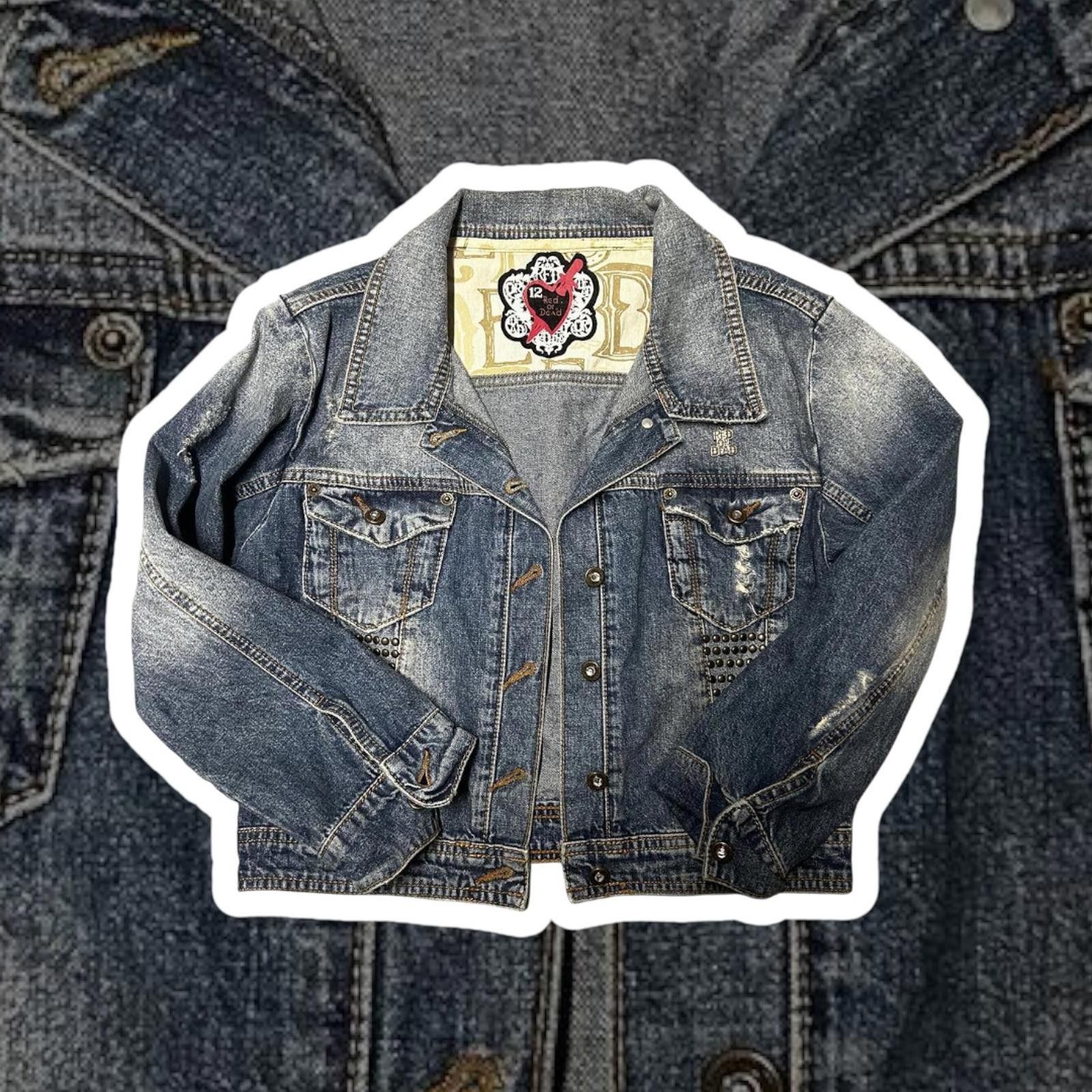 Designer Retro Denim Jacket with Unique Patches - Red Dead Collection Size M / US 6-8 / IT 42-44 - 1 Thumbnail