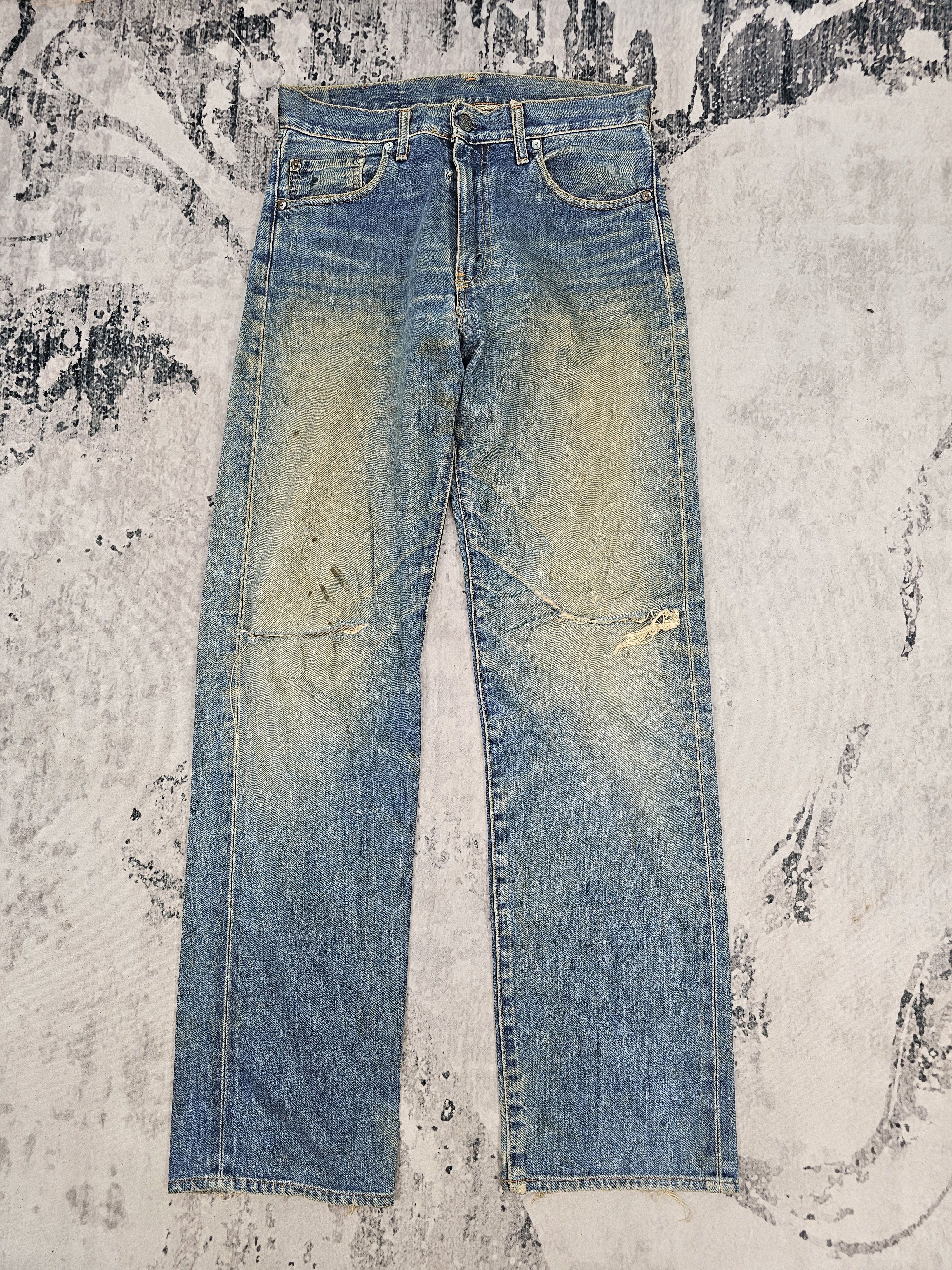 Levi's Vtg LEVIS 551 Z Ripped Selvedge Redline Big E Jeans L0452 Size US 30 / EU 46 - 1 Thumbnail