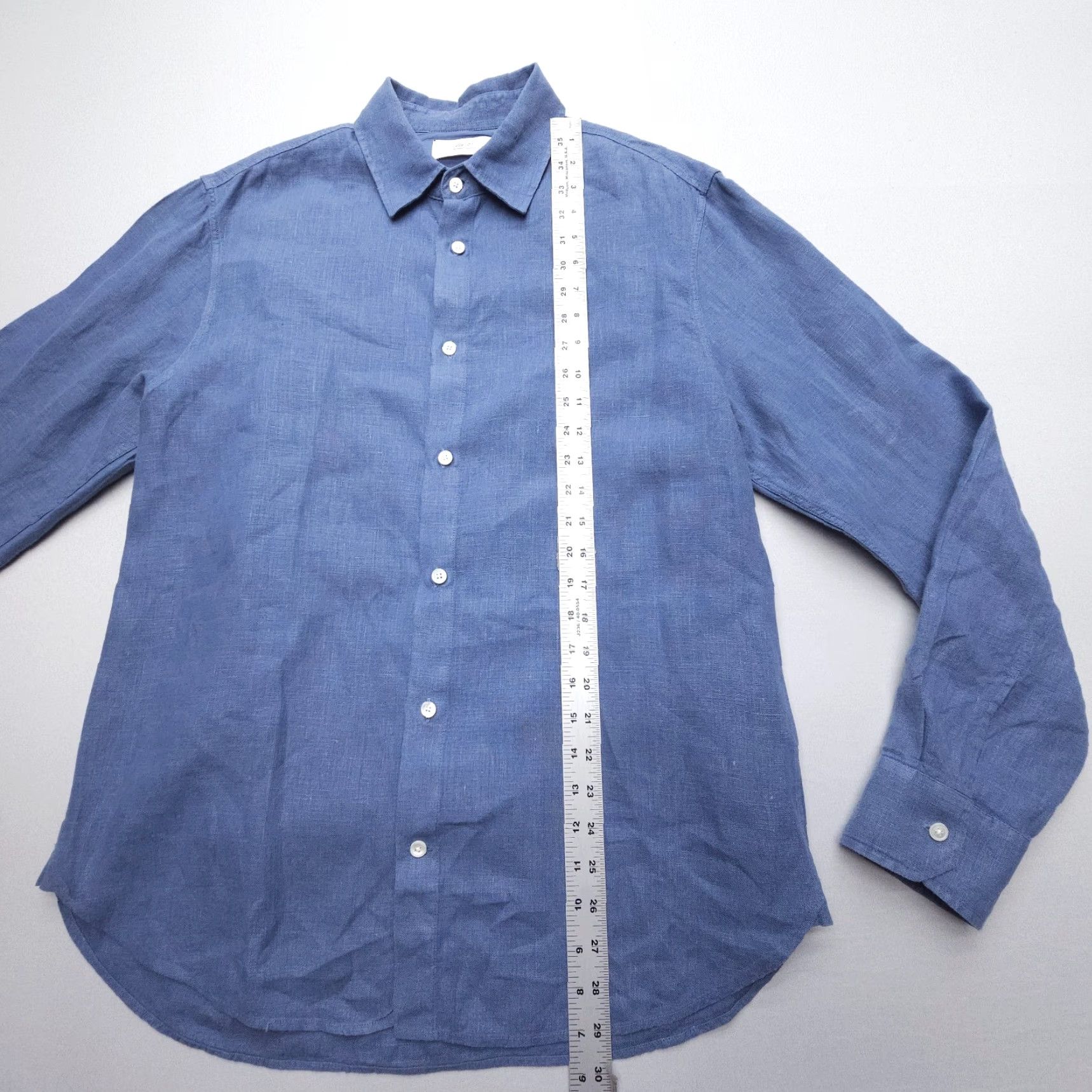 Vintage Mr. Porter Shirt Mens Medium Blue Linen Button-Up Long Sleeve Size US M / EU 48-50 / 2 - 5 Thumbnail