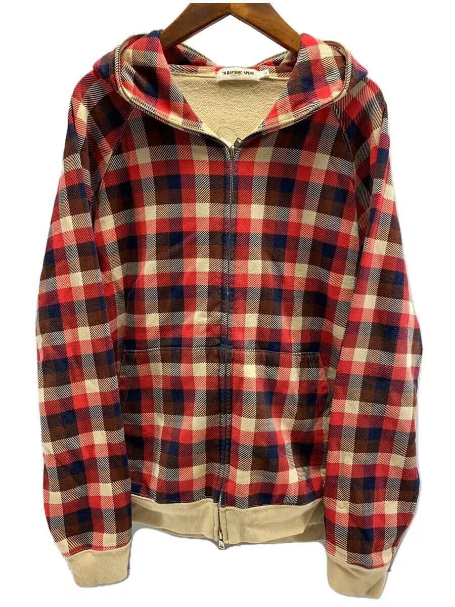Bape A Bathing Ape Love Gene Check Cotton Parka Red Size US L / EU 52-54 / 3 - 1 Thumbnail