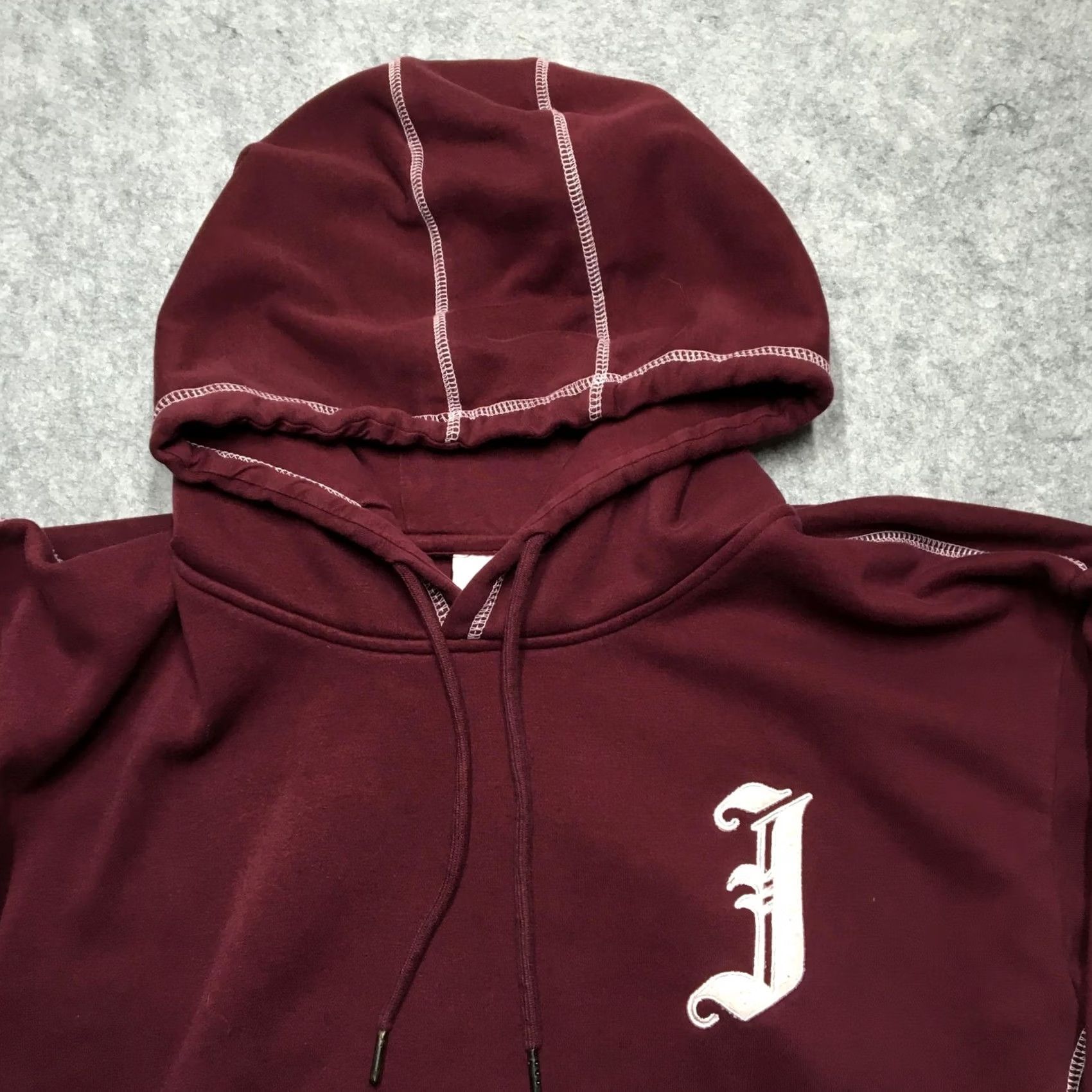 Logo 7 Jiberish Hoodie Mens XL Red Pullover Fleece Sweatshirt Striped Hem J Chest Logo Size US XL / EU 56 / 4 - 4 Thumbnail