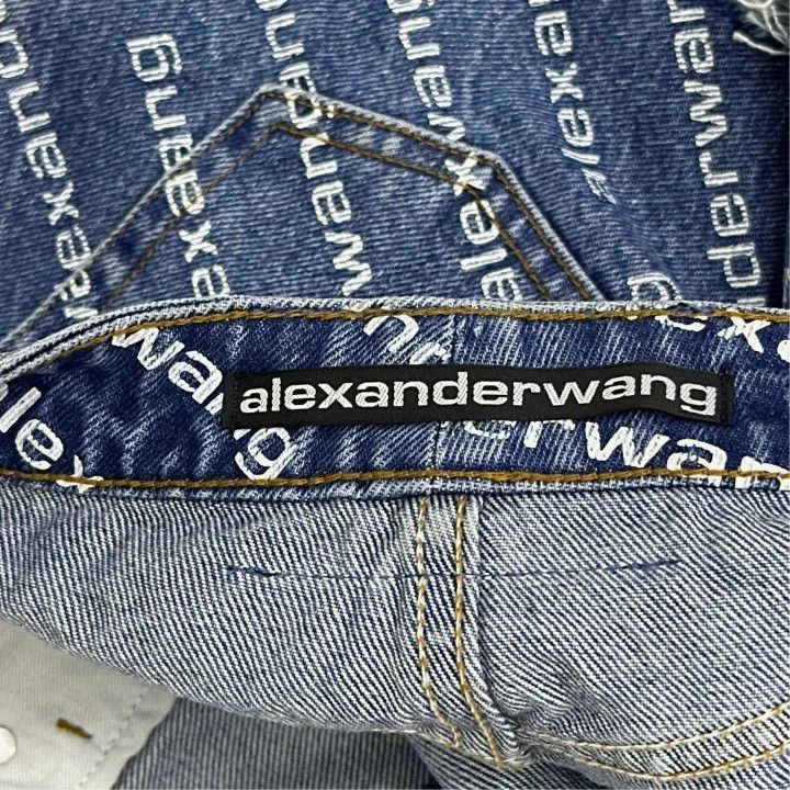 Alexander Wang Alexander Wang Logo Print Frayed Denim Shorts - Size 25" / US 0 / IT 36 - 3 Thumbnail