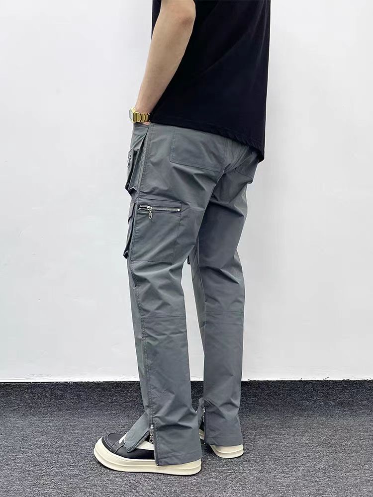 utility zipper flared tactical cargo pants