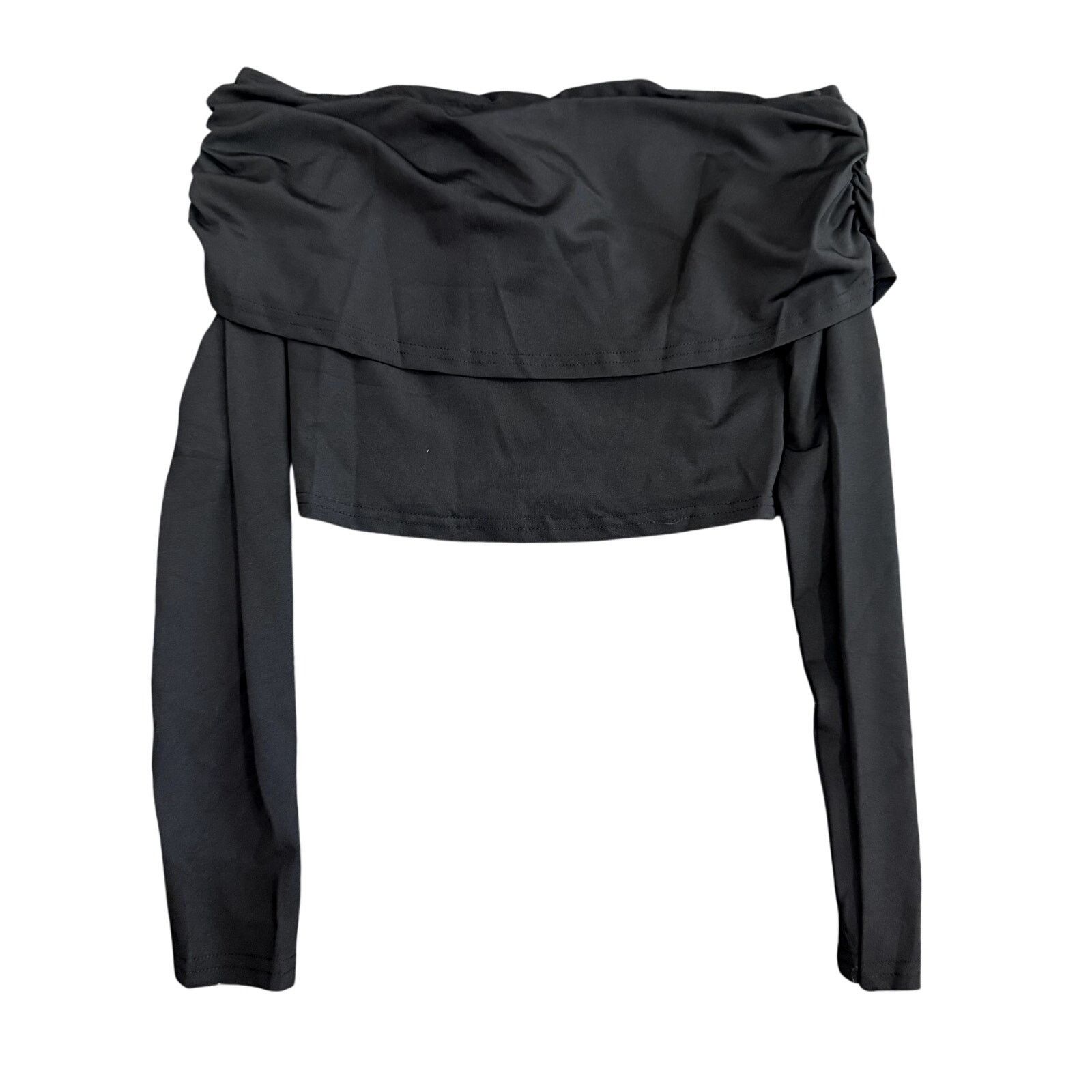 Shein Off Shoulder Long Sleeve Crop Top in Black, Size S Size S / US 4 / IT 40 - 2 Thumbnail