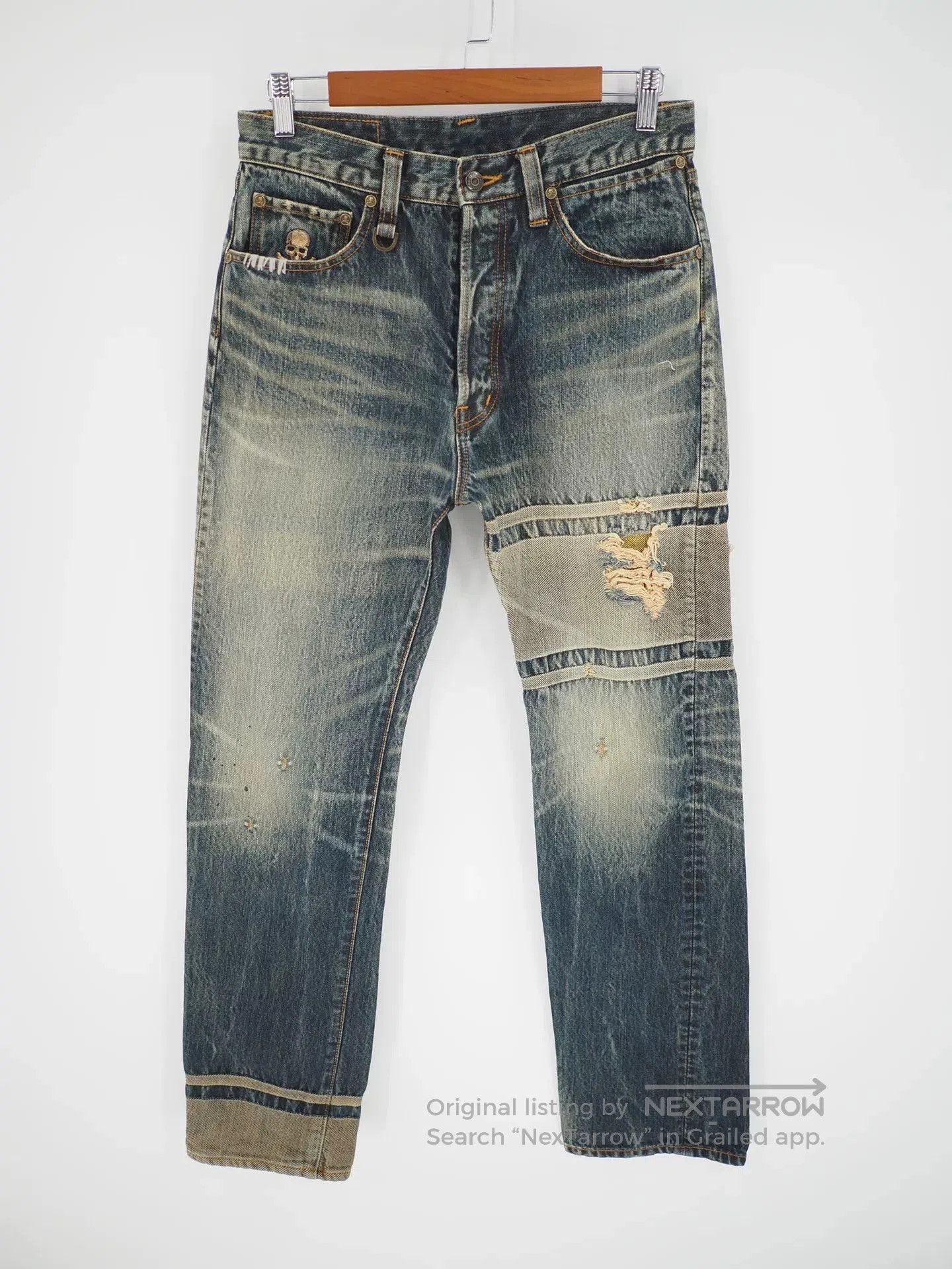 MMW blue denim jeans with gold detail. Size US 26 / EU 42 - 1 Thumbnail