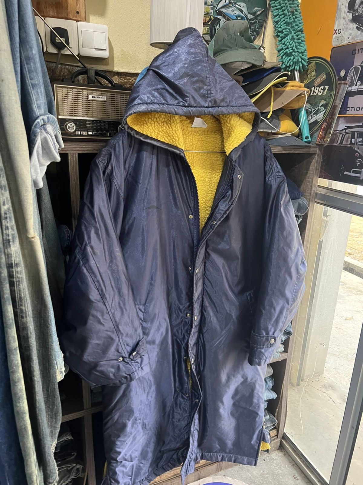 🔥Vintage Reebok Sherpa Button Long Jacket Hoodie