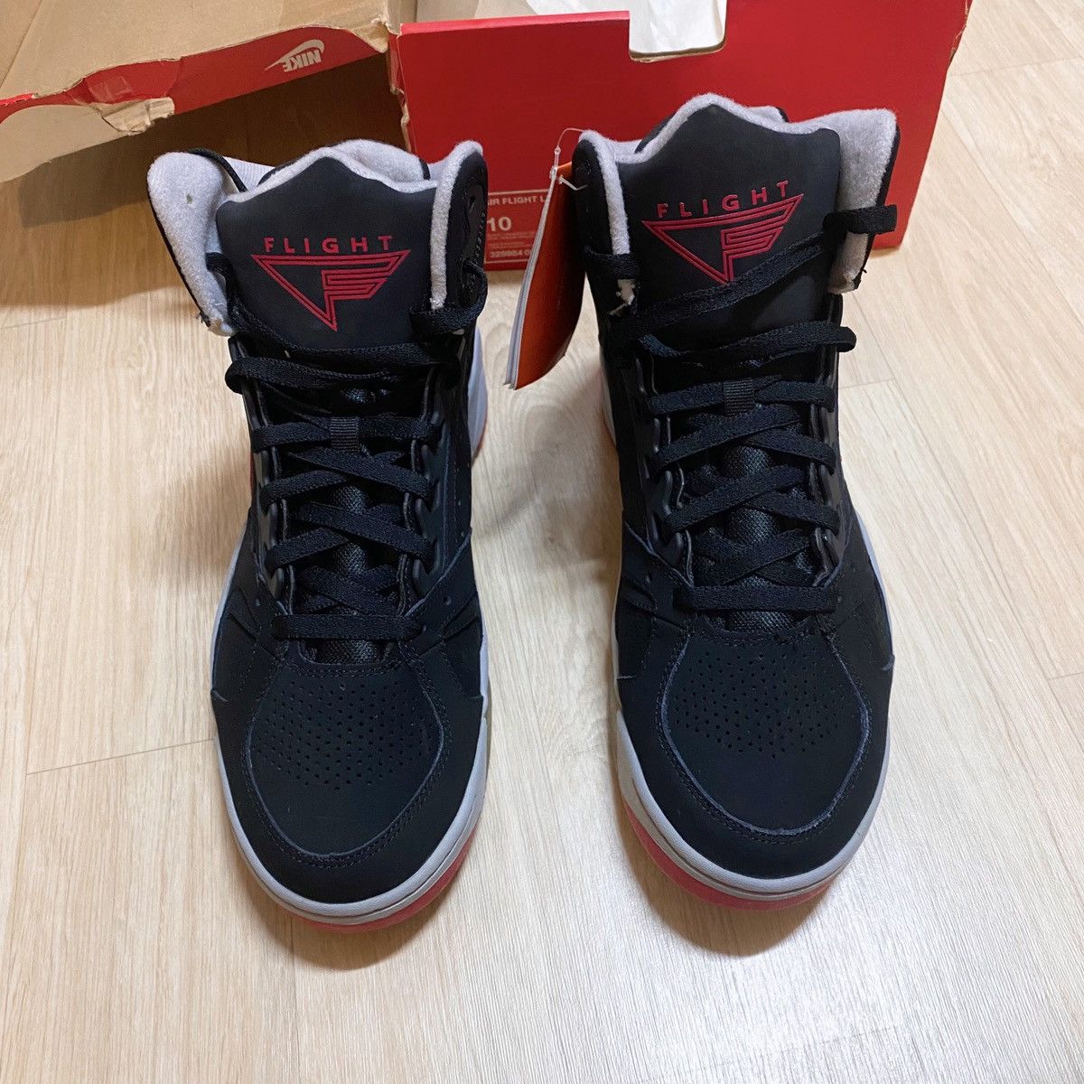 Nike [Size 10]2014 Nike Air Flight Lite High Black Red Grey Size US 10 / EU 43 - 2 Thumbnail