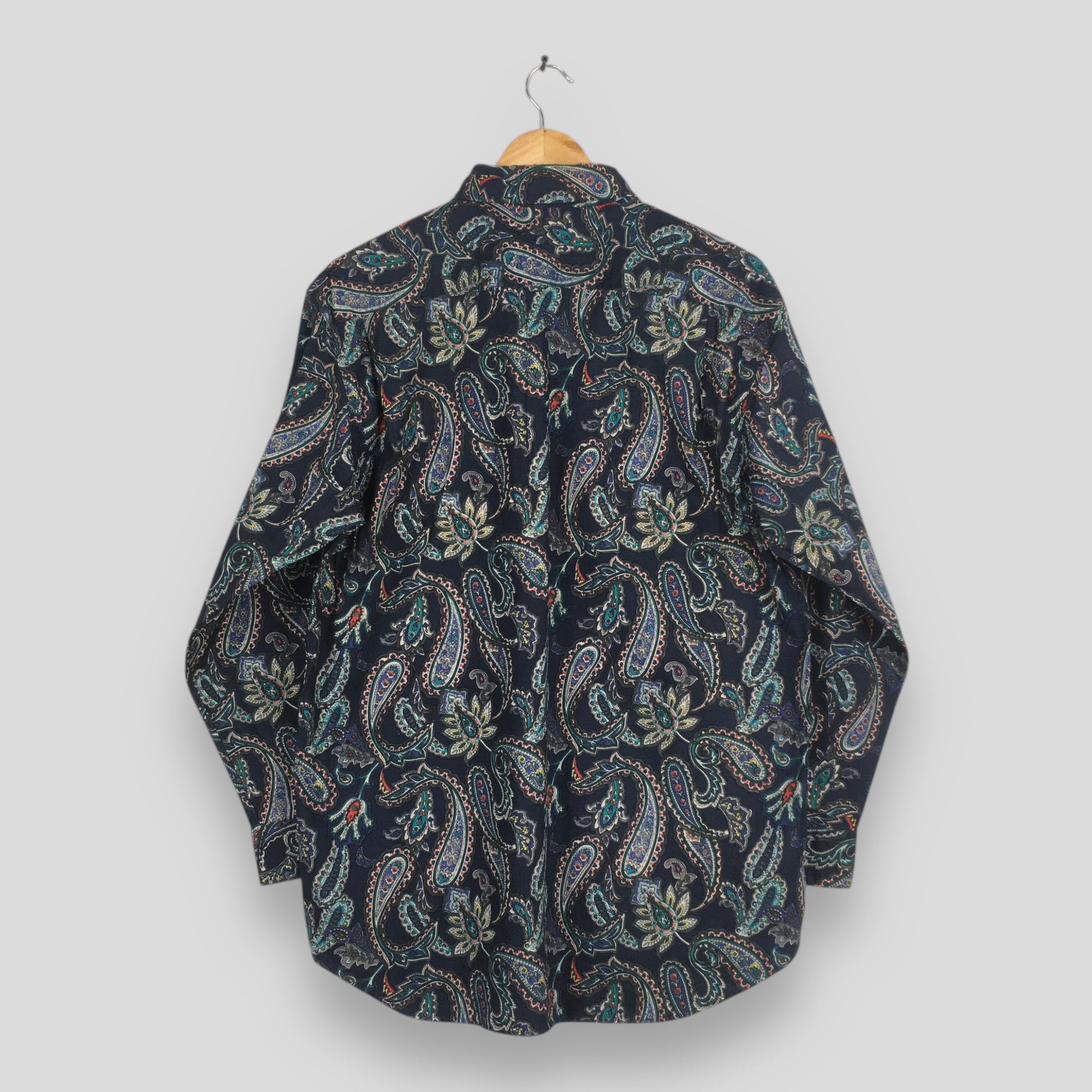 Vintage Vintage Paisley Floral Pattern Blue Shirt Large Size US L / EU 52-54 / 3 - 8 Thumbnail