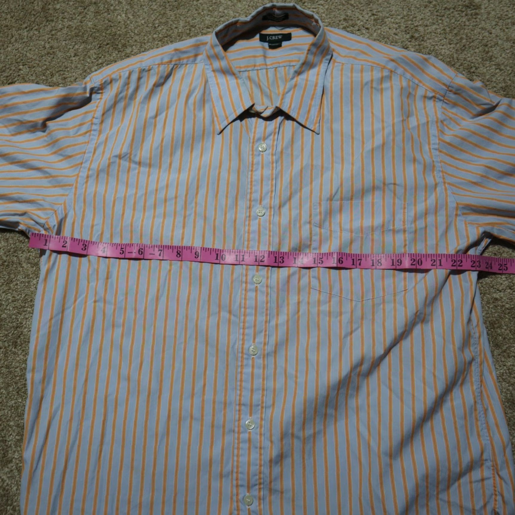 J.Crew J.Crew Men's Button up Shirt 2 ply Blue With Orange Stripes Size 17 17.5 Size US XL / EU 56 / 4 - 4 Thumbnail
