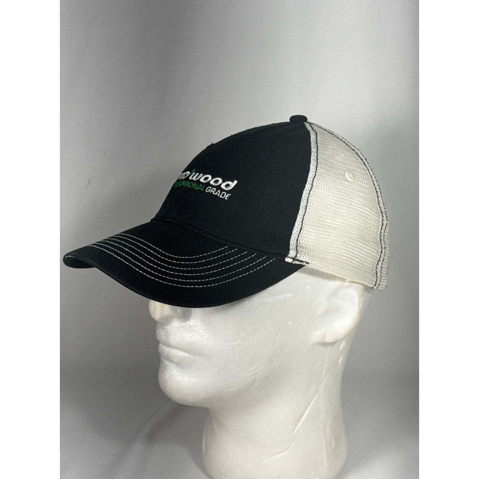 Other Pro Wood Professional Grade Black and White Mesh Trucker Hat Size ONE SIZE - 3 Thumbnail