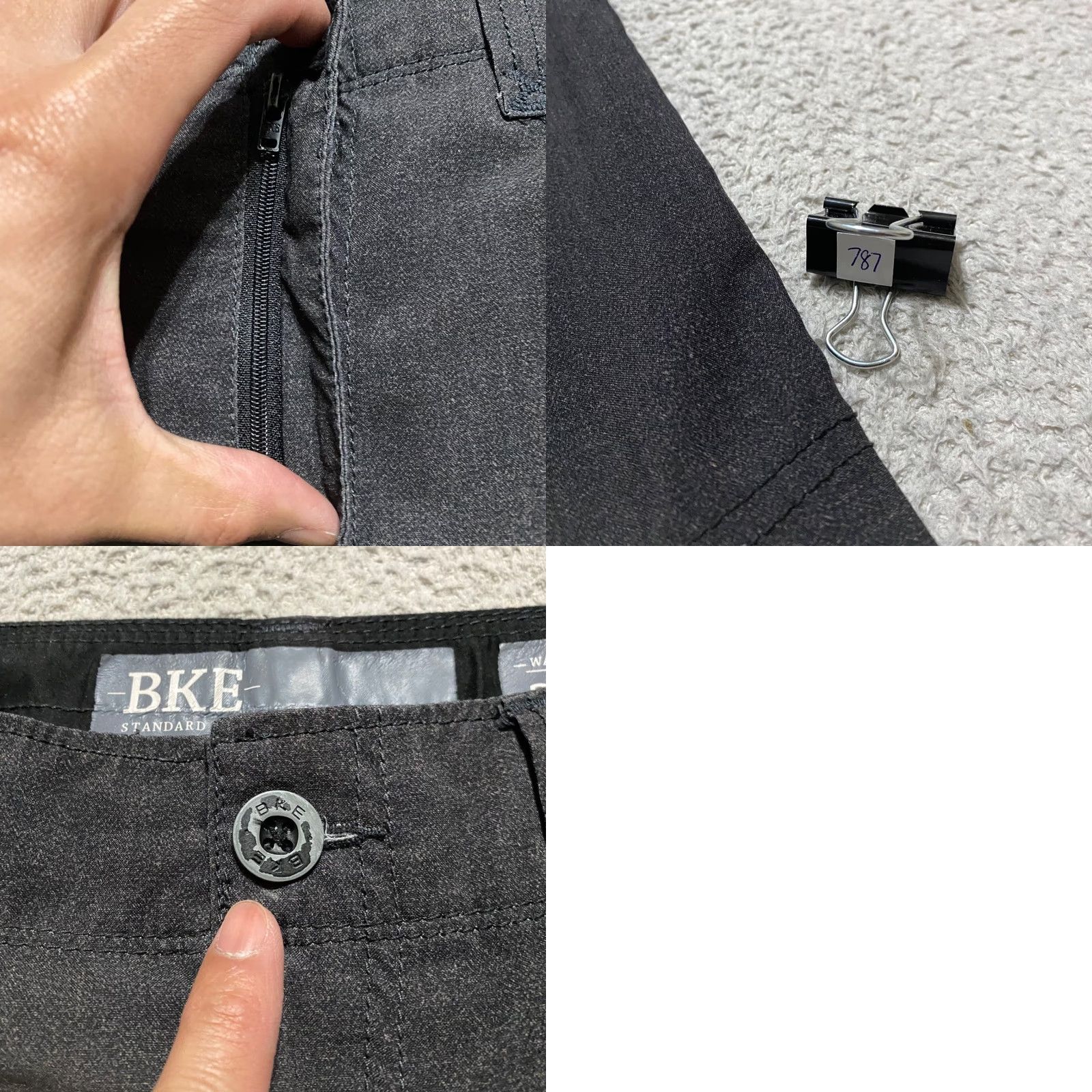 Vintage Buckle Mens Shorts Gray 31 Inseam 11" Regular Pockets Zip Button Polyester Outdoor Chino Pocketed Casual Accessories Adults Medium Size US 31 - 8 Thumbnail