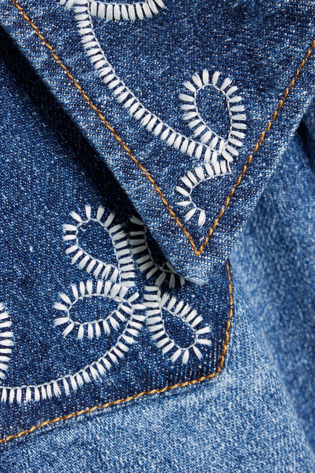 Chloe oc11z0525 Embroidered Two-Tone Denim Midi Shirt Dress Blue Size M / US 6-8 / IT 42-44 - 3 Thumbnail