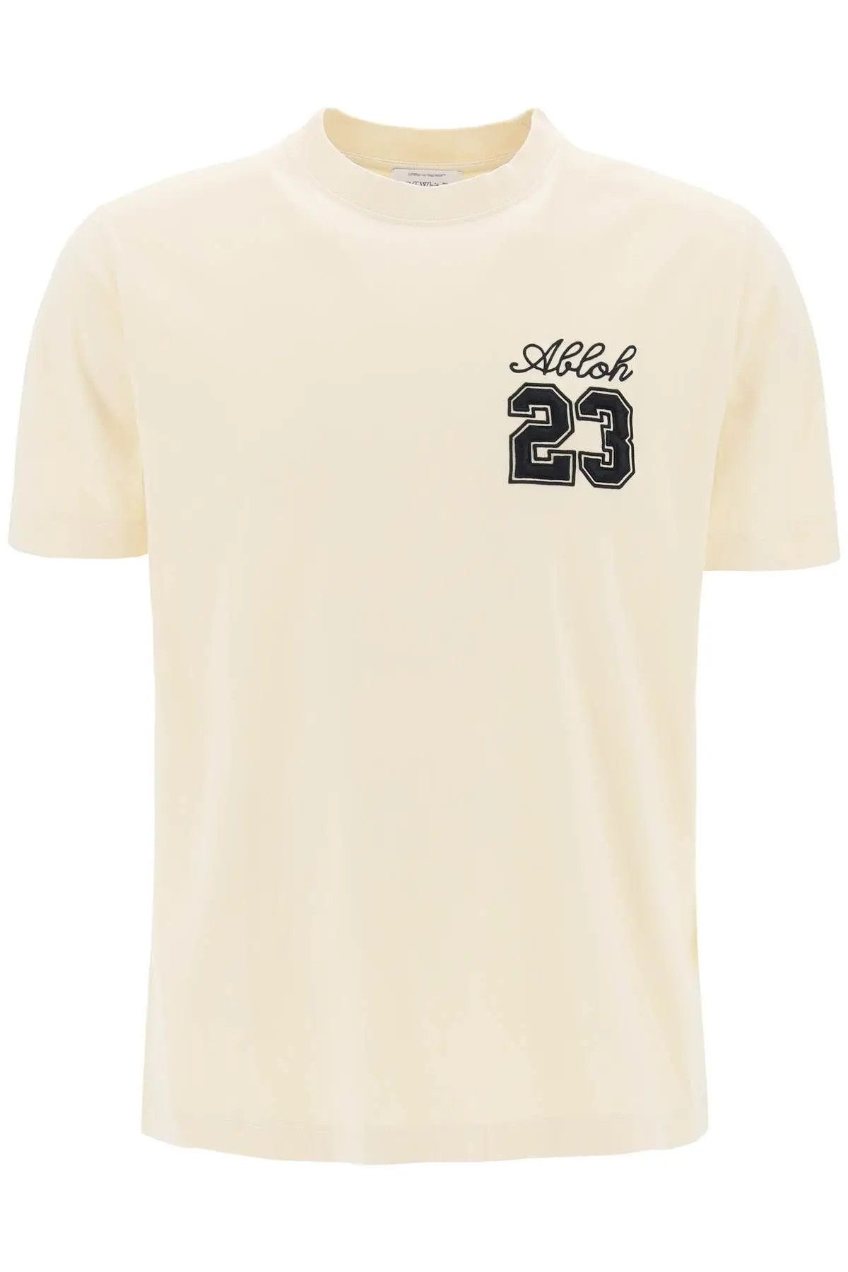 image of Off White O1S22I1N0124 Crew-Neck T-Shirt In Beige, Men's (Size Small)
