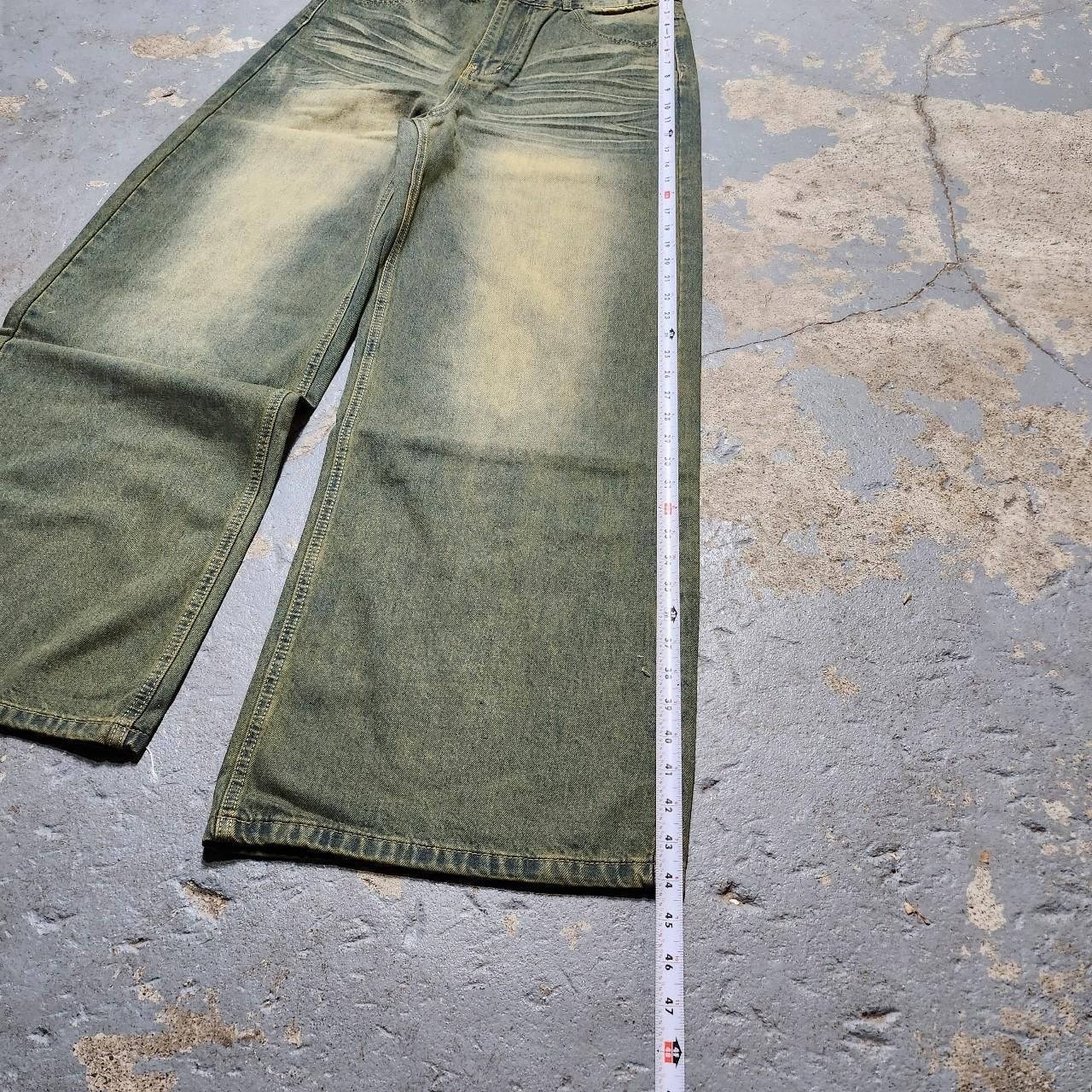 Japanese Brand Baggy loose fit green sandwash jeans Size US 32 / EU 48 - 6 Thumbnail