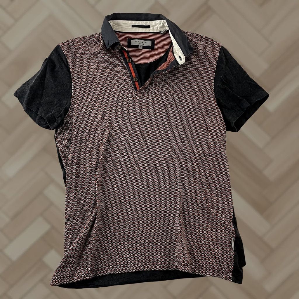 Ted Baker Ted Baker Short Sleeve Polo Shirt Men 2 Red Gray Button-Up All Over Print Shirt Size US XS / EU 42 / 0 - 1 Thumbnail