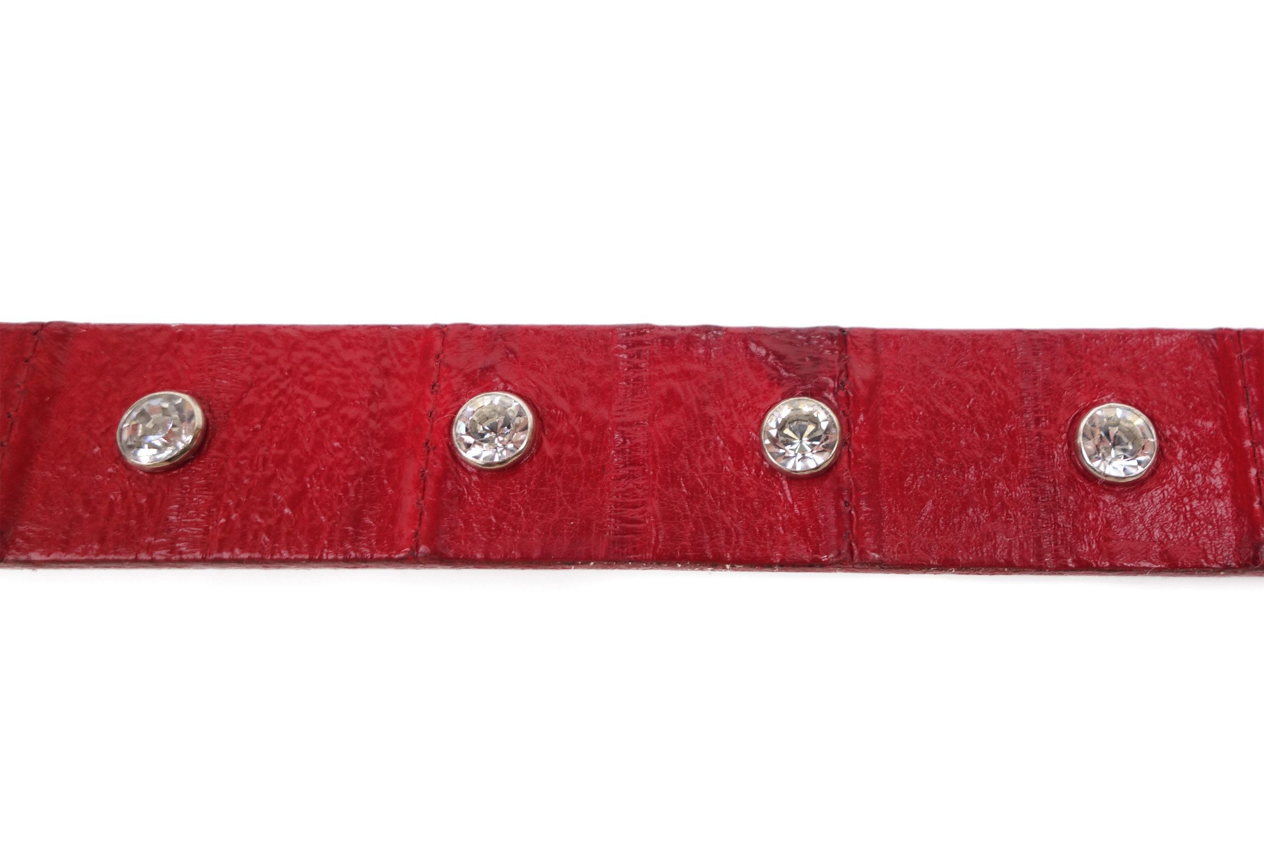 Dolce & Gabbana Dolce Gabbana Red Leather Belt Studded Rhinestone Crystal 36 Size ONE SIZE - 15 Thumbnail