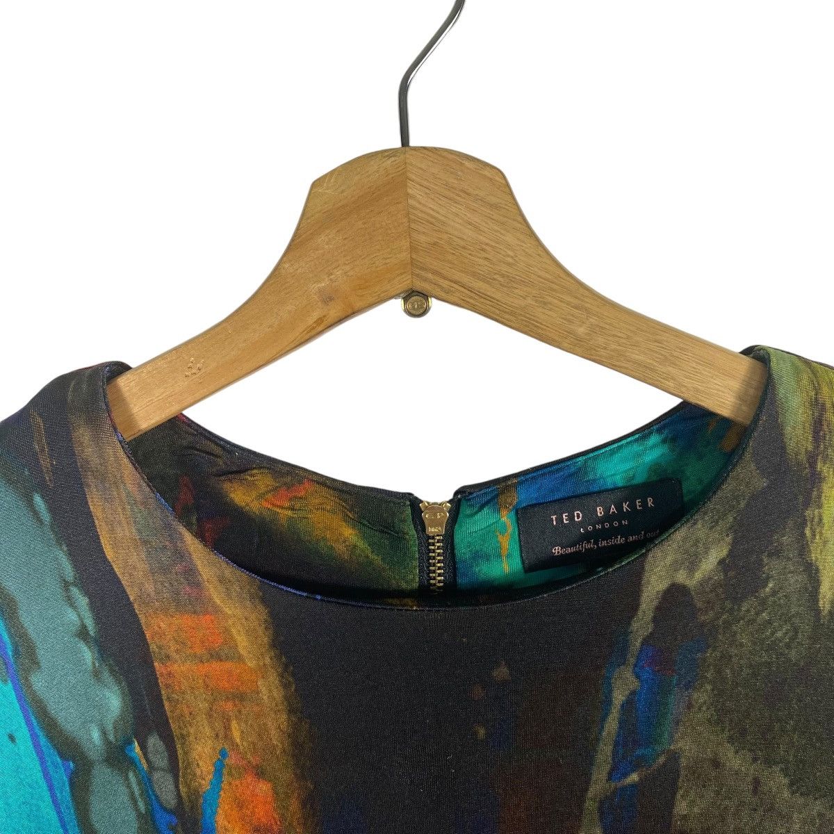 Designer × Ted Baker Ted Baker Draped Multicolor Stretch Dress Size XS / US 0-2 / IT 36-38 - 7 Thumbnail