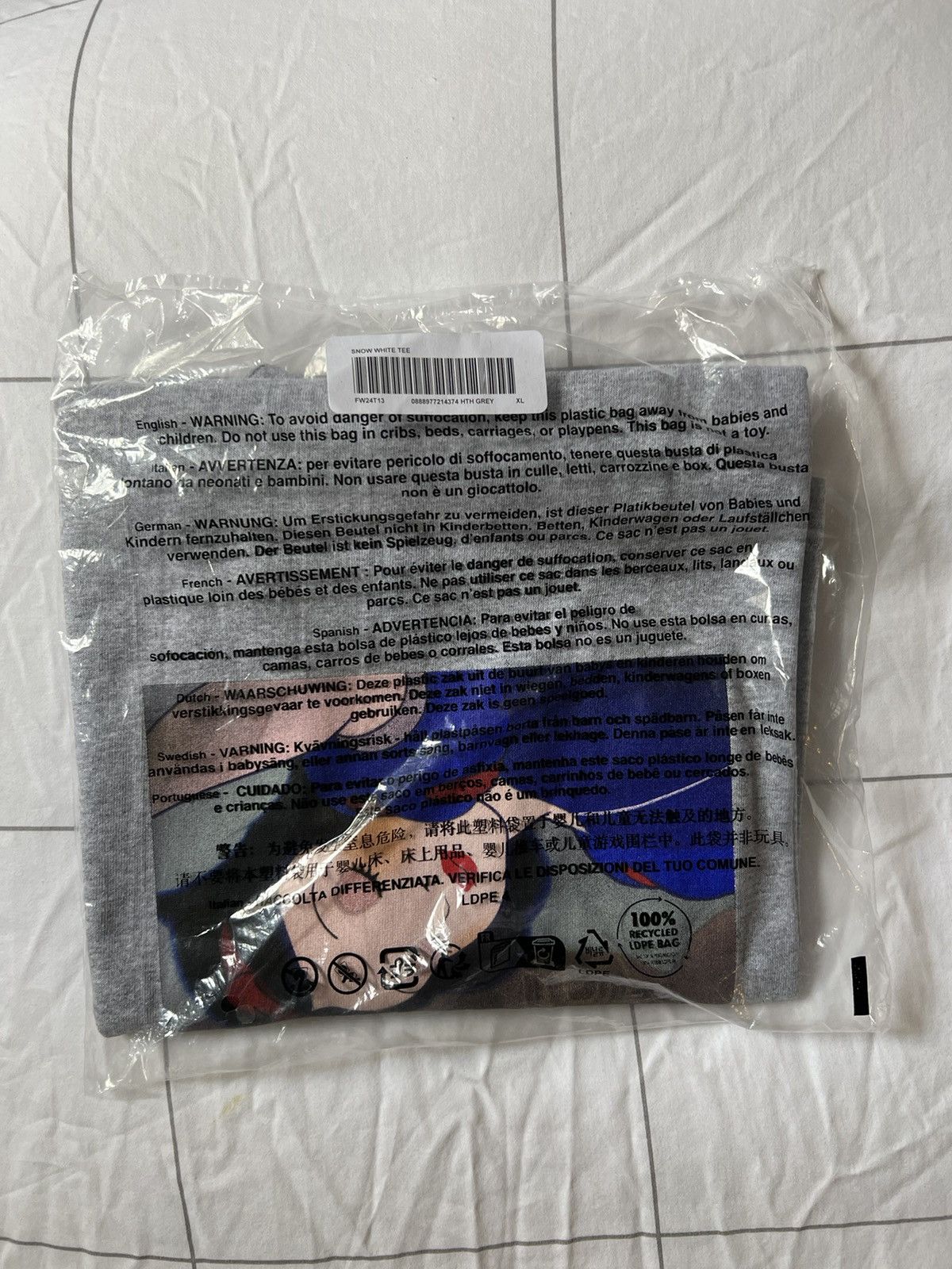Supreme SUPREME Snow White Tee Heather Grey T-Shirt FW24 XL Size US XL / EU 56 / 4 - 4 Thumbnail