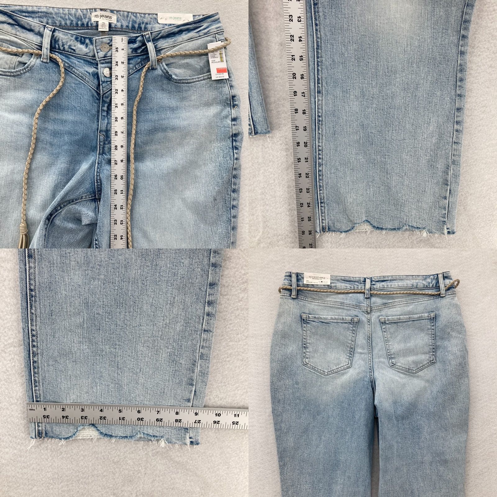 Vintage Maurices M Jeans Women's Plus 16W Kick Boot Ankle Blue Stretch Denim Belted NWT Jeans Size 38" / US 16 / IT 52 - 8 Thumbnail