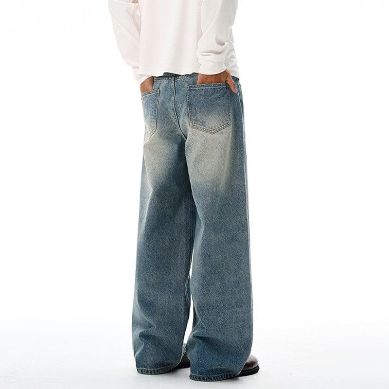 Vintage Vintage men's distressed gradient loose washed jeans Size US 32 / EU 48 - 4 Thumbnail