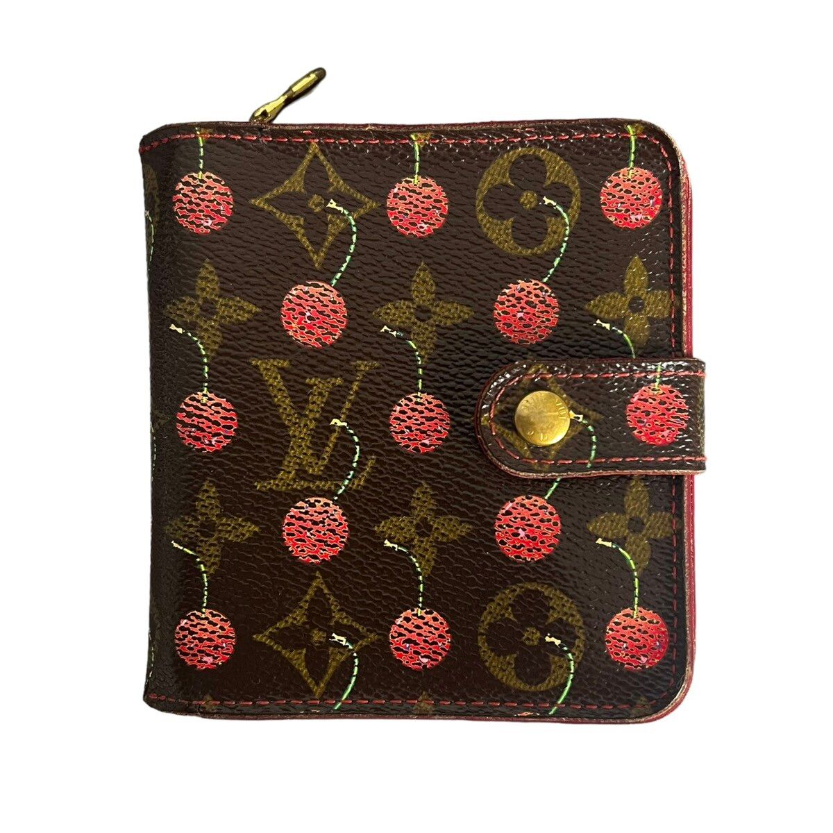 Pre-owned Louis Vuitton X Takashi Murakami Louis Vuitton Cherry Monogram Zipper Wallet In Brown