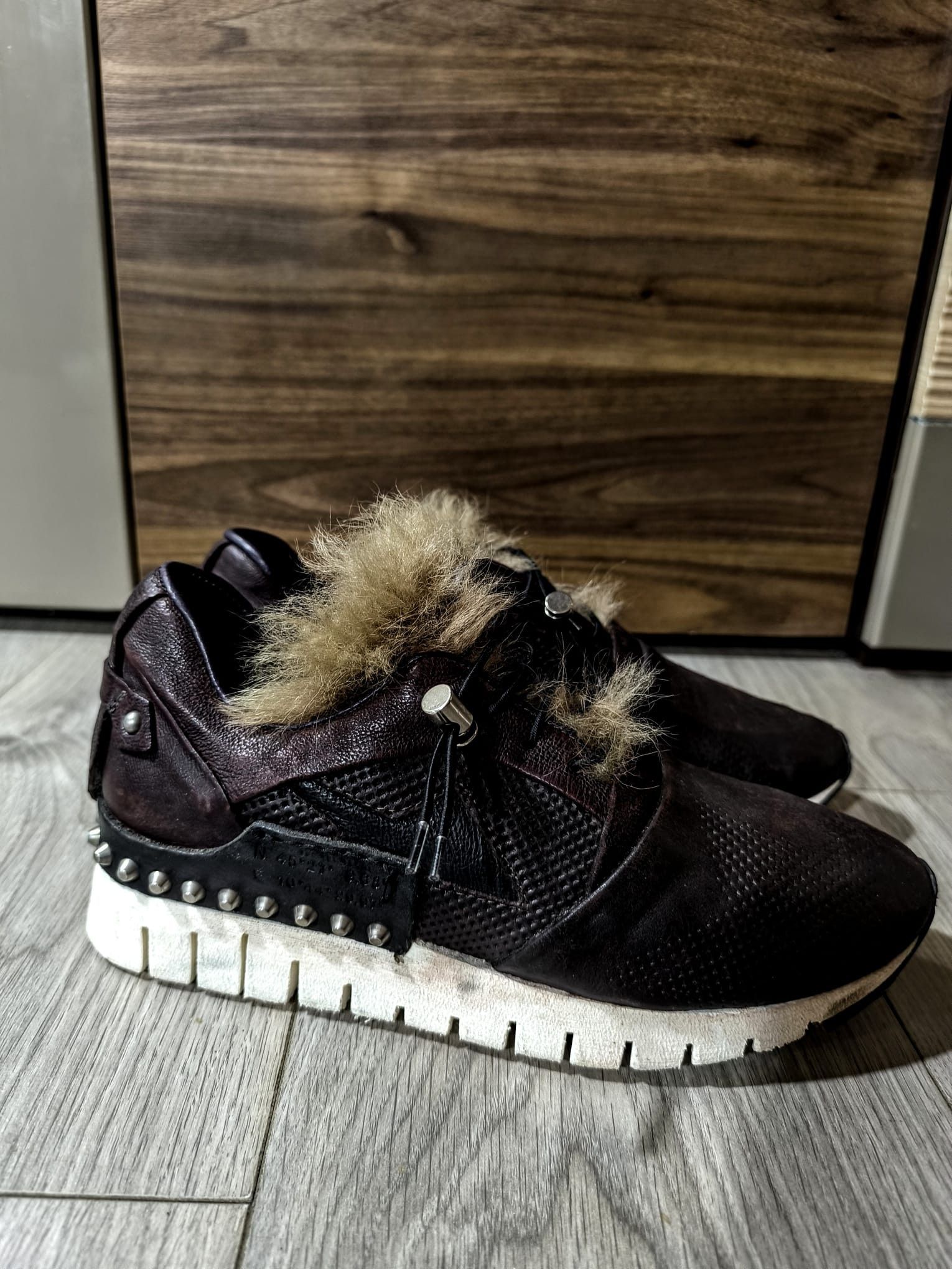 A.S.98 A.S.98 Denastar leather sneakers fur detailed studded Size US 10 / IT 40 - 4 Thumbnail