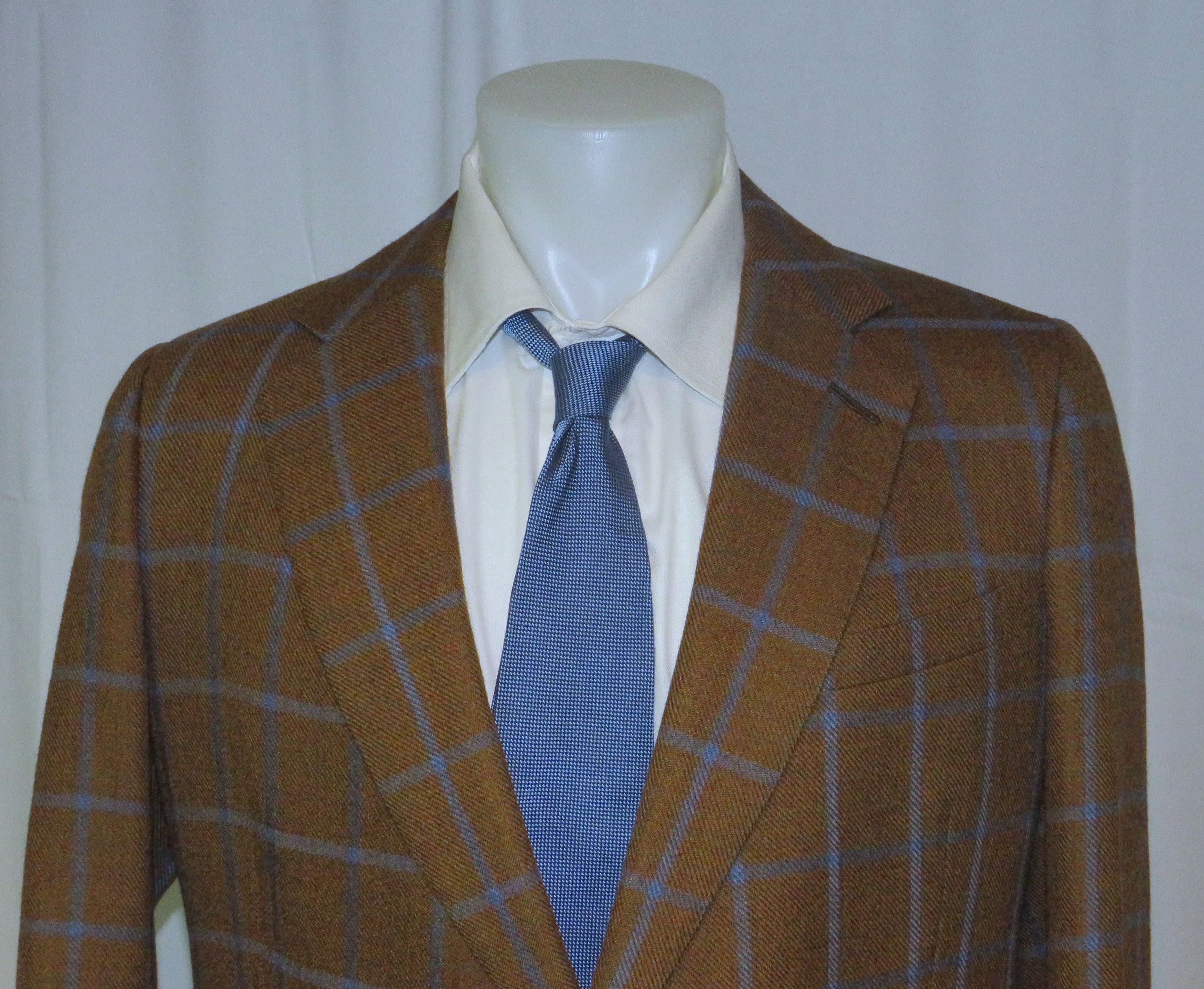 Savile Row B. Burstow Brown Windowpane Plaid Two Button Sport Coat 40L Size 40L - 2 Thumbnail