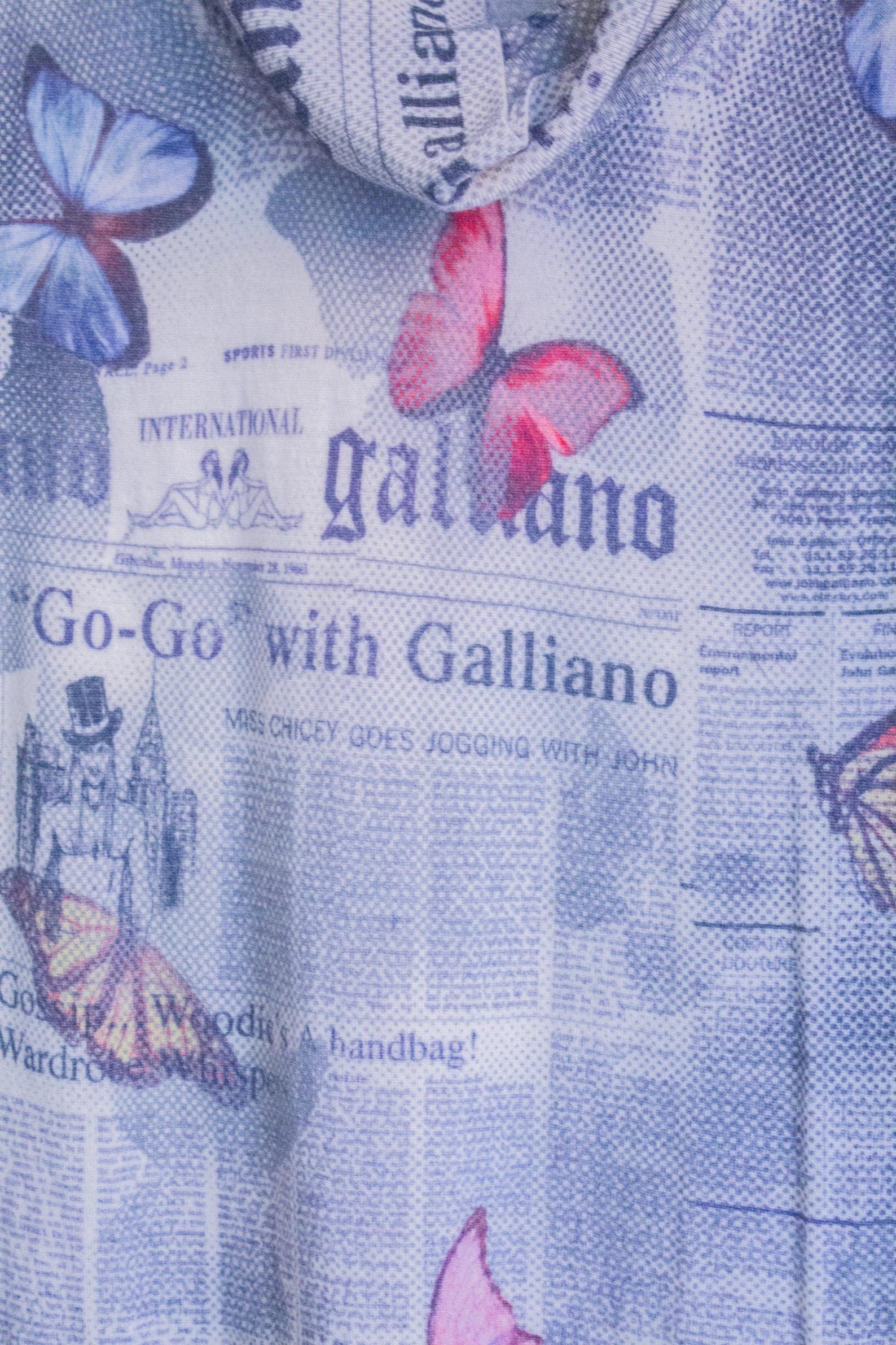 John Galliano Galliano Merinos Wool Dress, Gazette Print & Butterflies Size M / US 6-8 / IT 42-44 - 4 Thumbnail