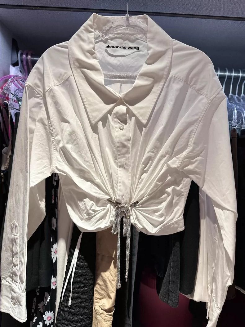 Alexander Wang Alexanderwang White Cropped Shirt- Size XS / US 0-2 / IT 36-38 - 3 Thumbnail