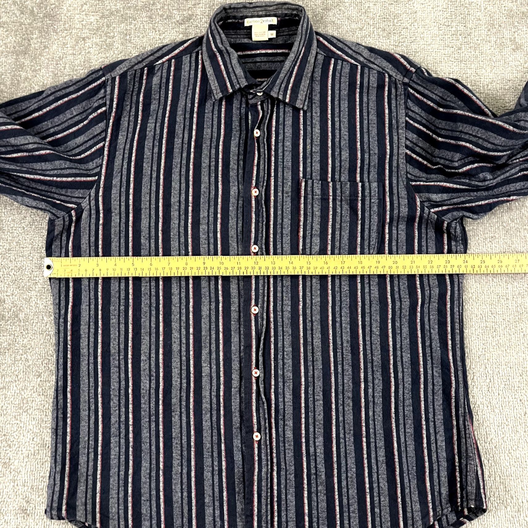 Carbon2Cobalt CARBON 2 COBALT Shirt Men Medium Gray Blue Striped Flannel Button Up Long Sleeve Size US M / EU 48-50 / 2 - 4 Thumbnail