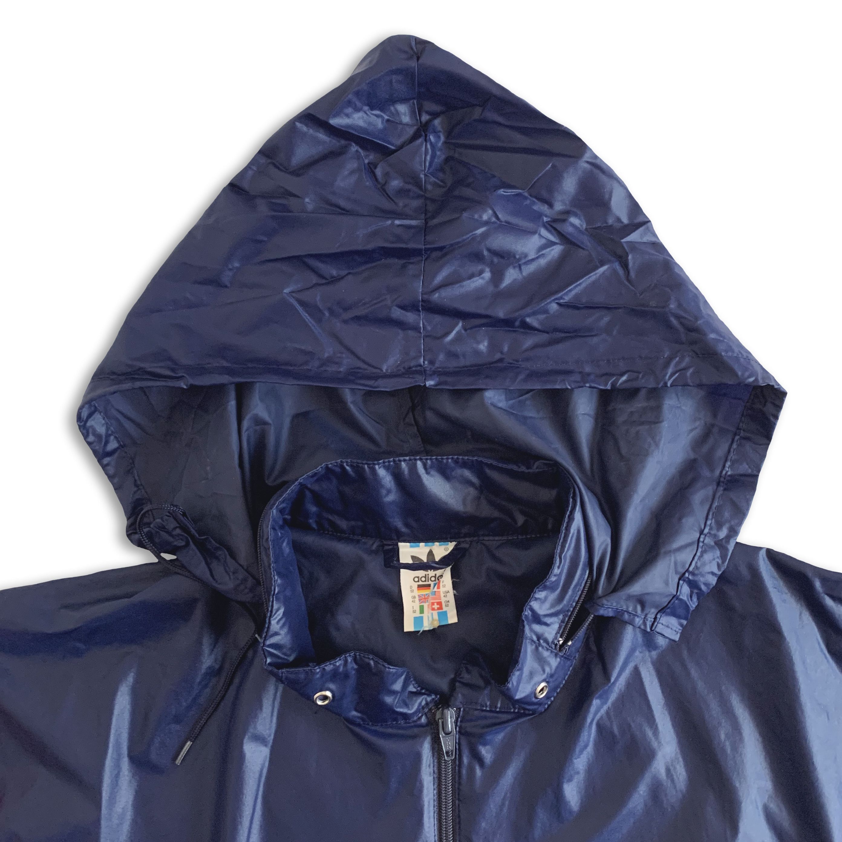 Adidas Vintage 80s 90s ADIDAS Windbreaker Jacket Hoodie Navy Large Size US L / EU 52-54 / 3 - 5 Thumbnail