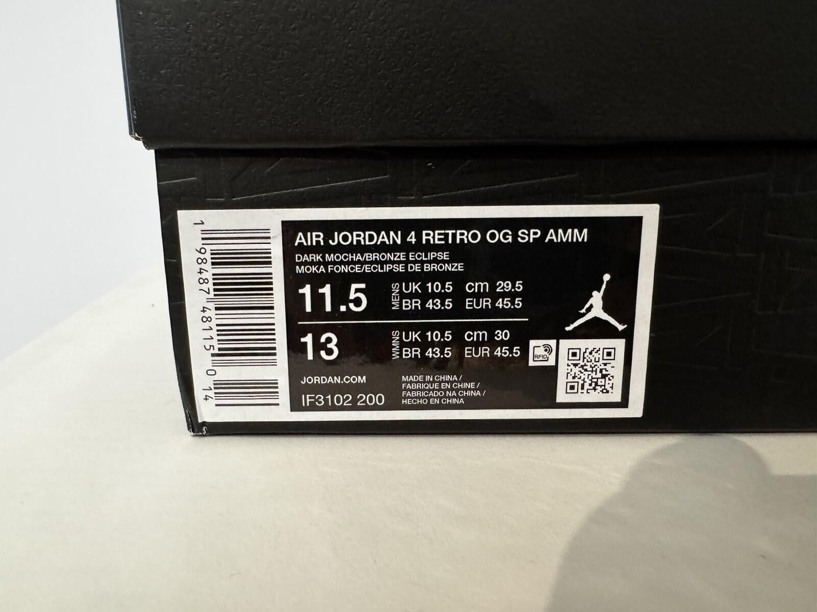 Jordan Brand Jordan x A Ma Maniére Air Jordan 4 Dark Mocha US 11.5 (13W) Size US 11.5 / EU 44-45 - 8 Thumbnail