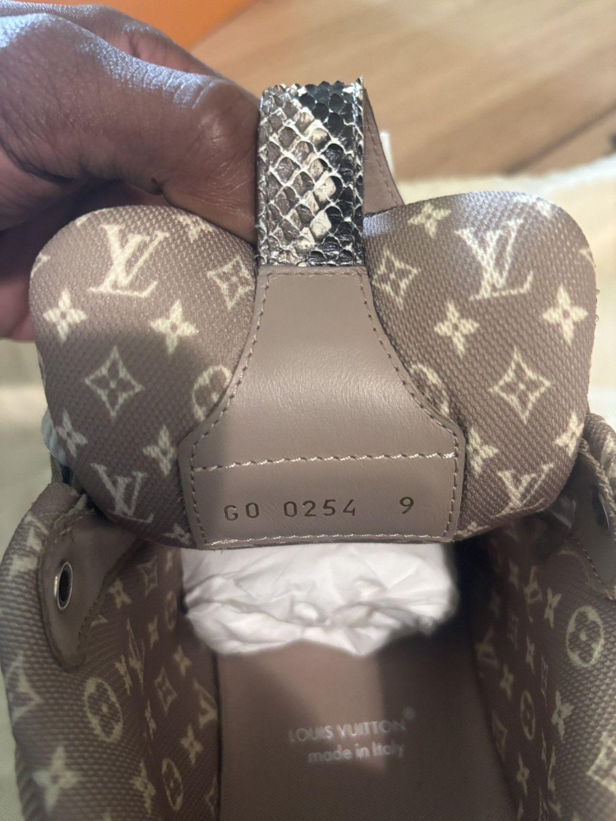 Louis Vuitton brown snakeskin-style embossed leather Size US 9.5 / EU 42-43 - 4 Thumbnail