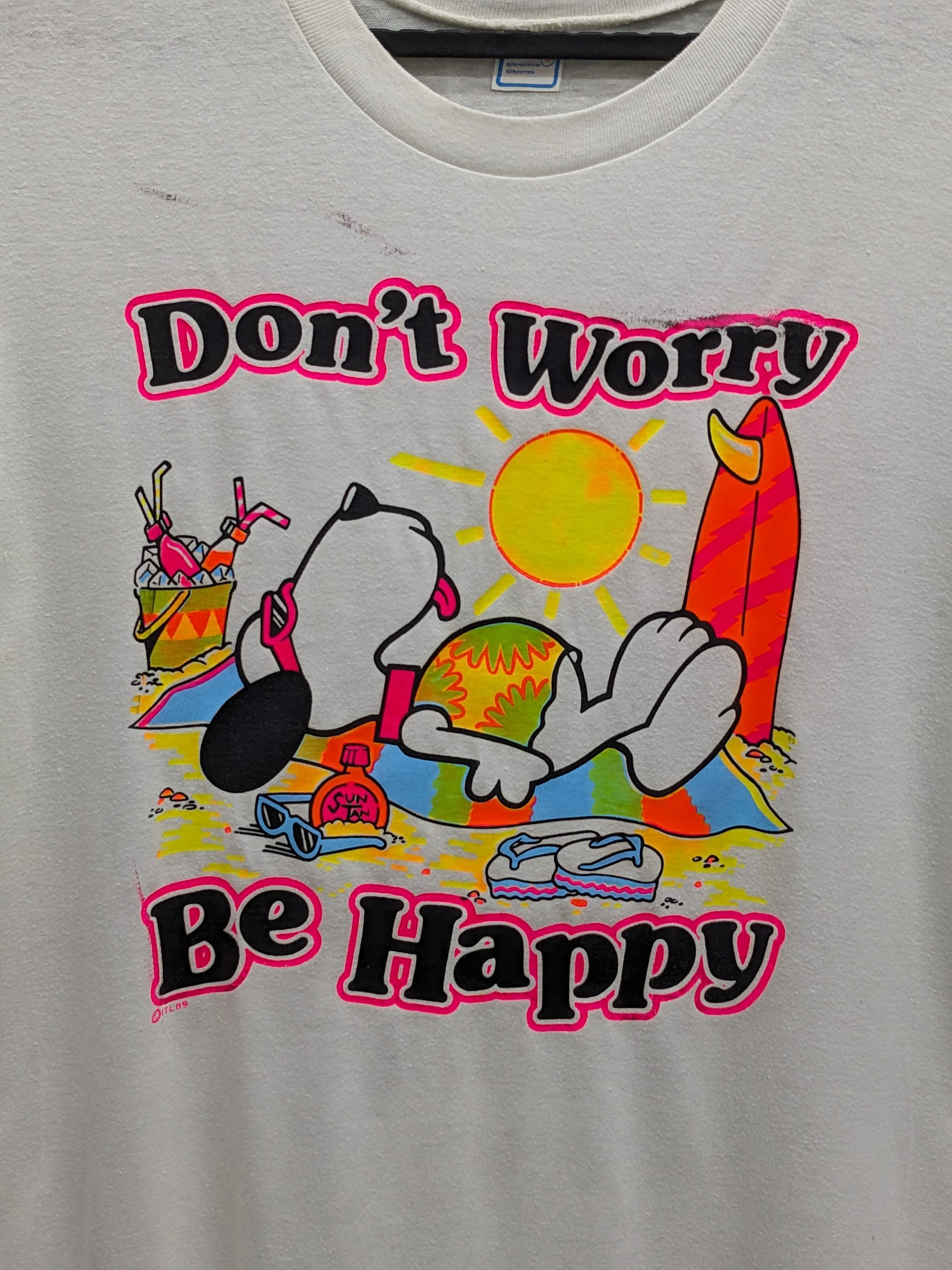 Peanuts Vintage 1989 Peanuts Dont Worry Be Happy Tshirt Size US M / EU 48-50 / 2 - 3 Thumbnail