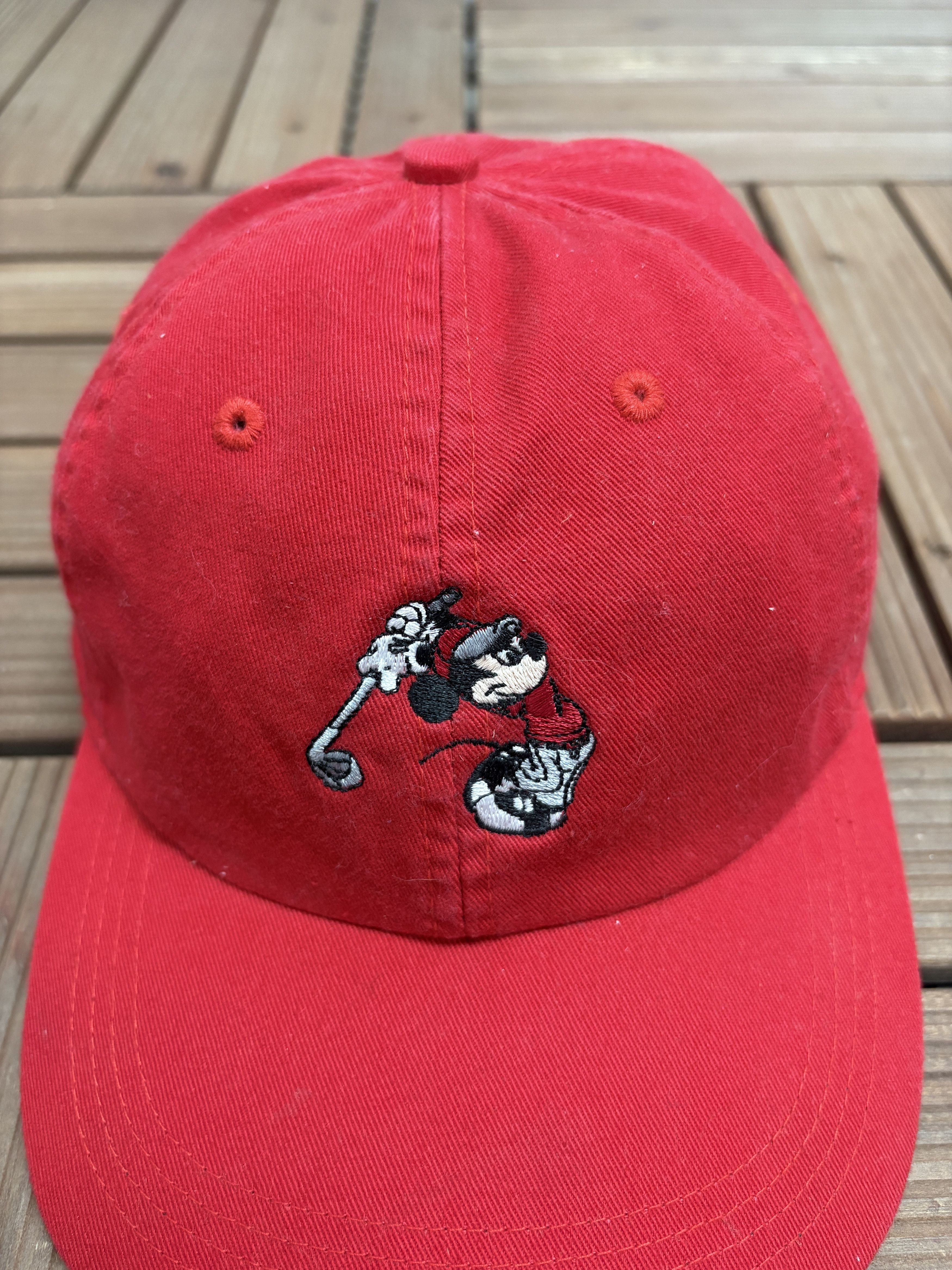 Vintage Mickey Mouse Golfer Vintage Red Strap Back Hat Cap Size ONE SIZE - 3 Thumbnail