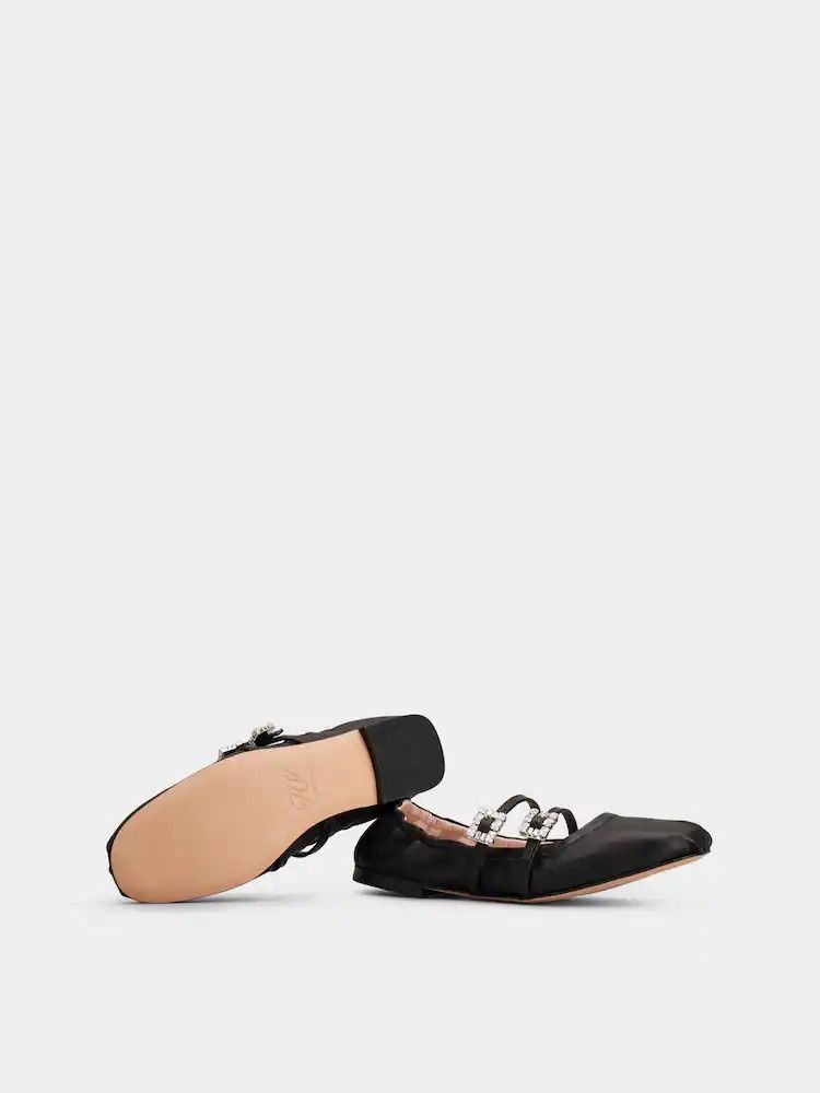 Roger Vivier o1s22i1n0824 Nappa Ballet Strass Buck Flats in Black Size US 8 / IT 38 - 6 Thumbnail