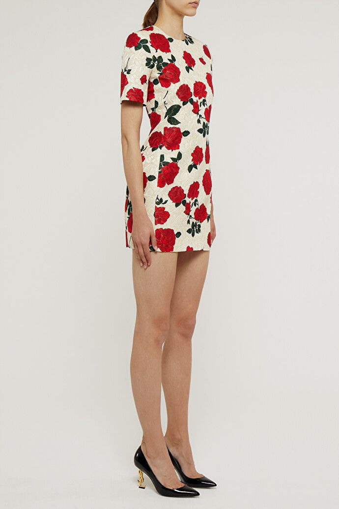 Saint Laurent Paris o1la1rc1a0425 700536 Dress in Rose Jersey in Multicolor Size S / US 4 / IT 40 - 6 Thumbnail