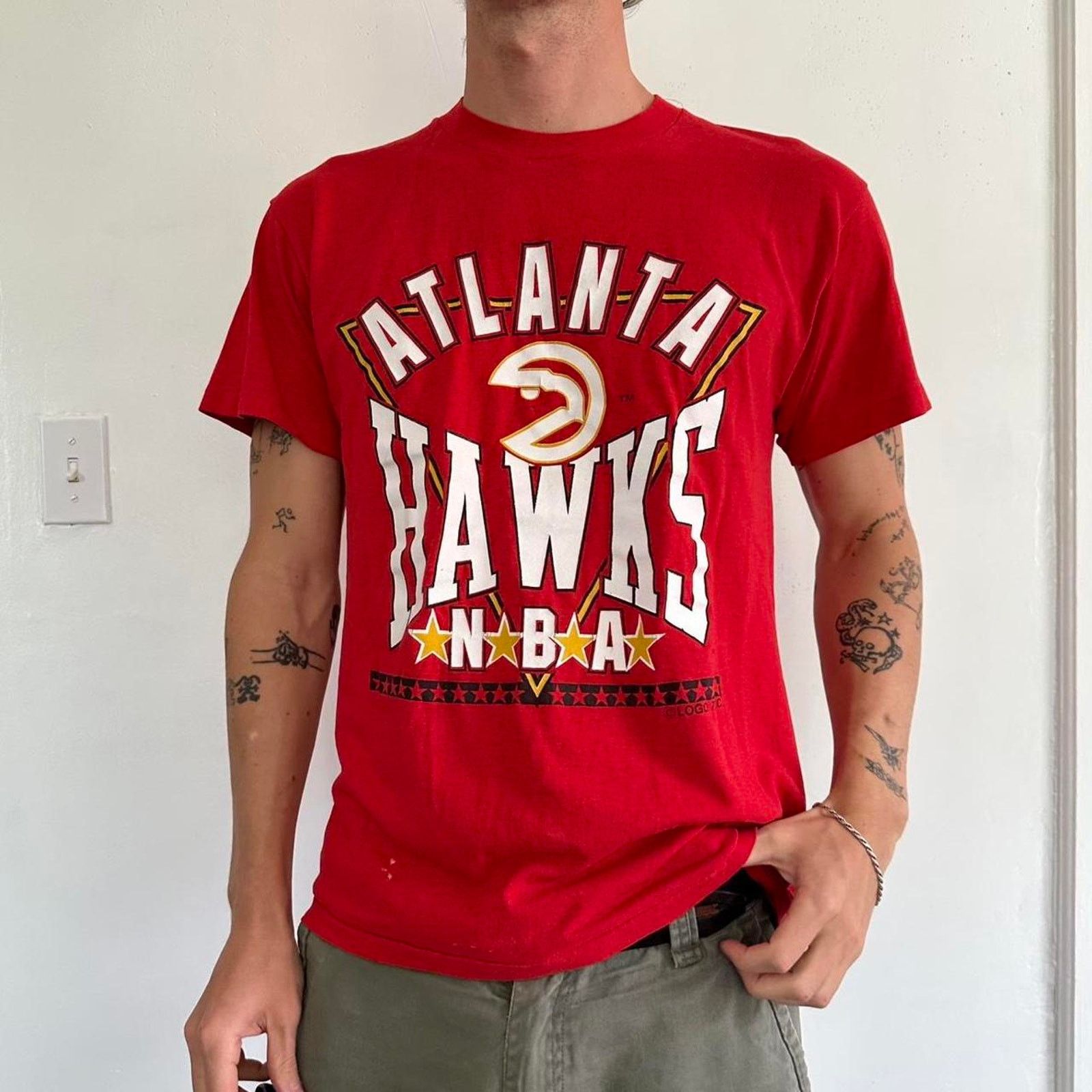 Logo 7 × NBA × Vintage Vintage 80s Logo 7 NBA Atlanta Hawks Basketball Tee Shirt Size US L / EU 52-54 / 3 - 2 Thumbnail