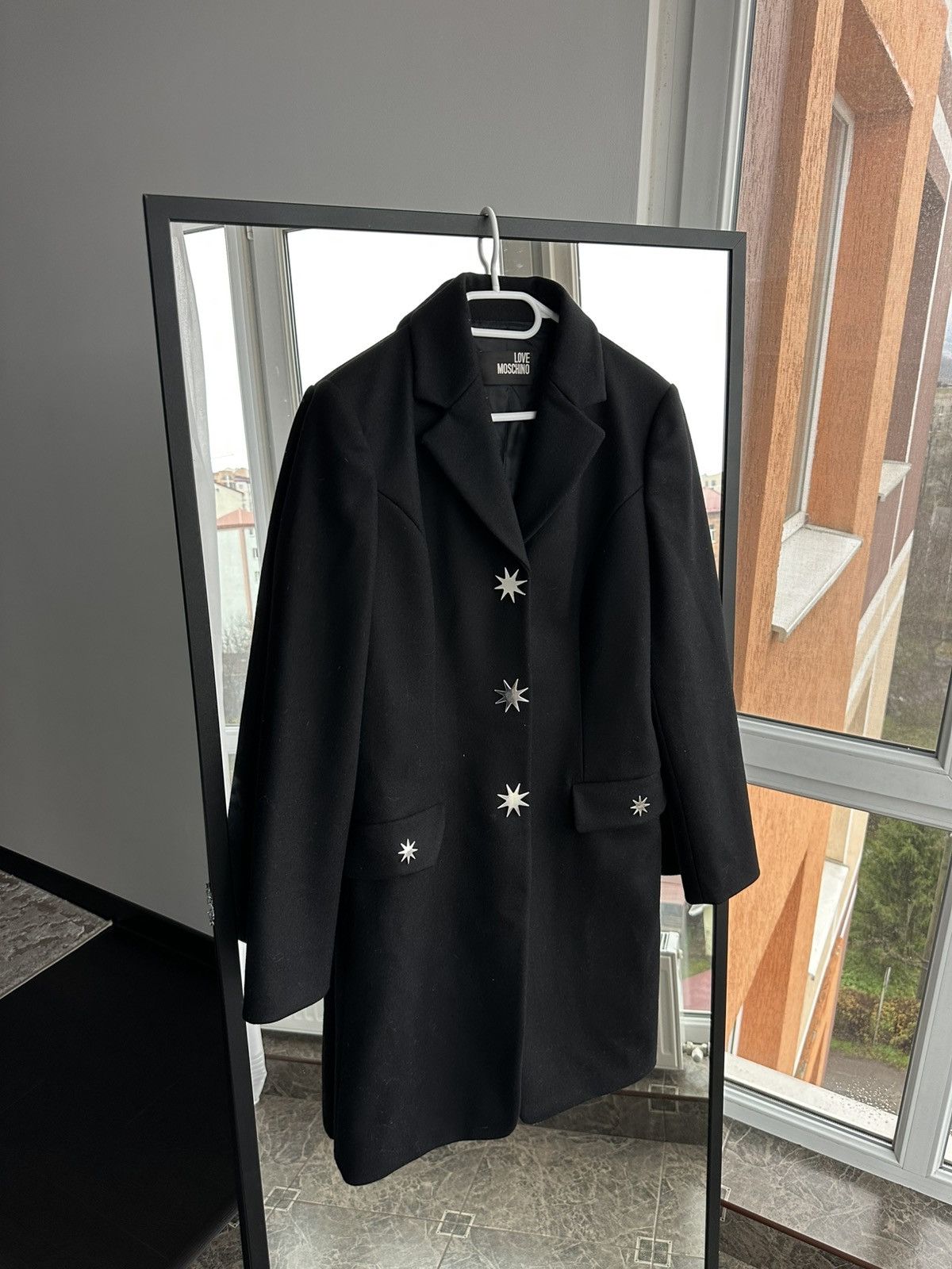 Love Moschino Love Moschino Virgin Wool Coat with Star Metal Buttons Sz L Size L / US 10 / IT 46 - 1 Thumbnail