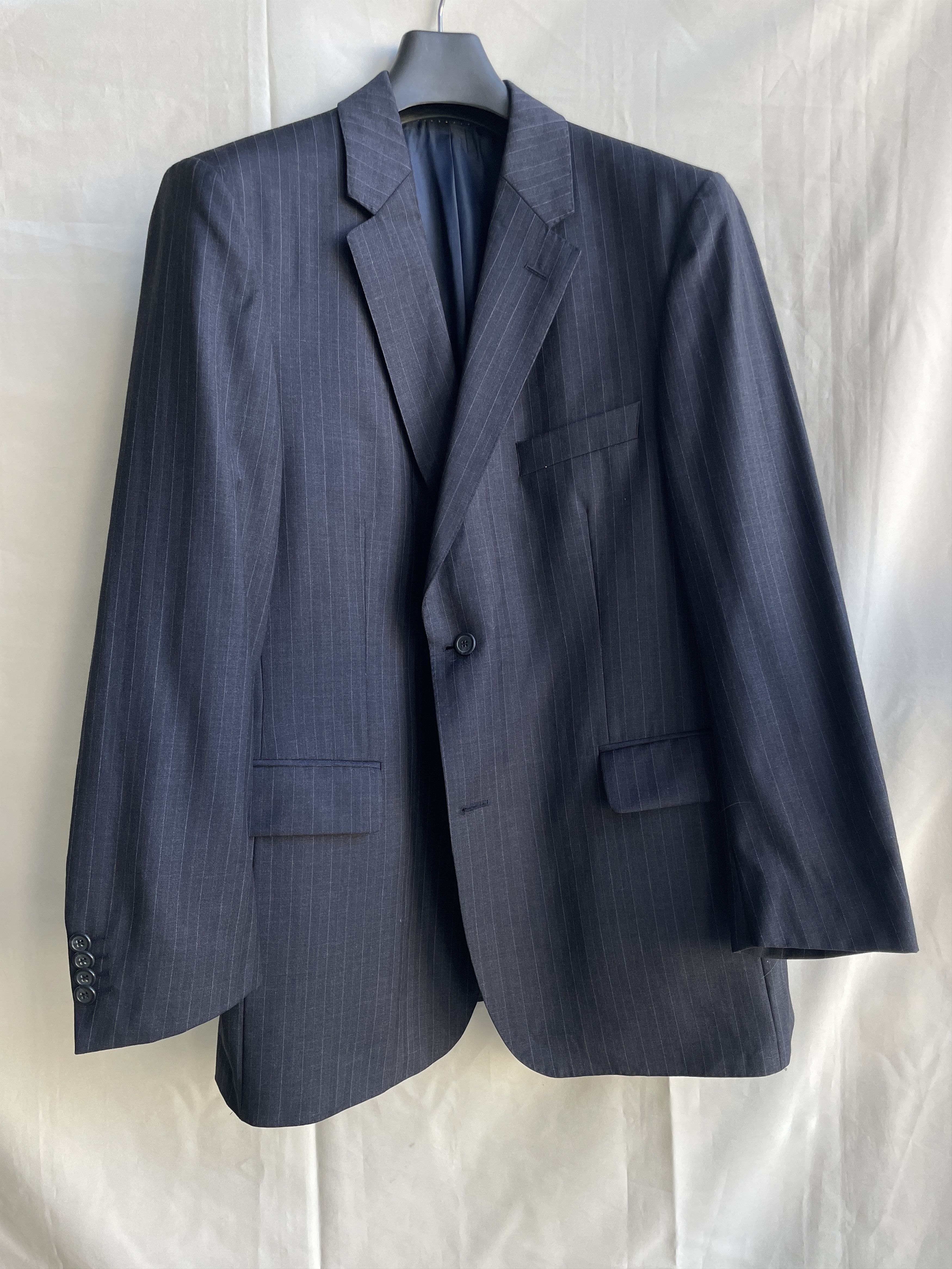 Burberry Burberry K-Knopf Striped Navy Wool Suit Jacket Blazer Size 44R - 1 Thumbnail